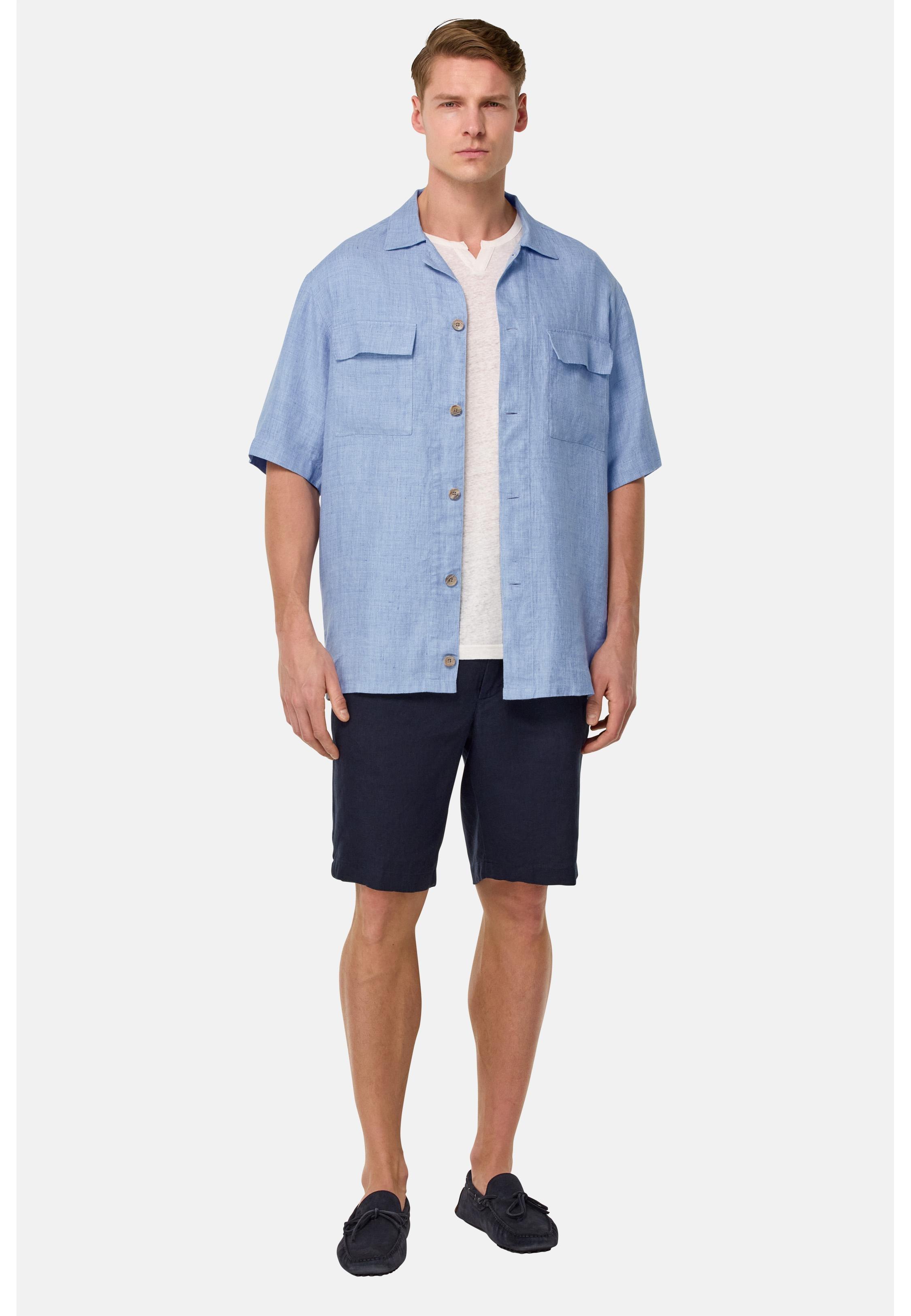 Linen Camp Overshirt Blue, , large image number 3