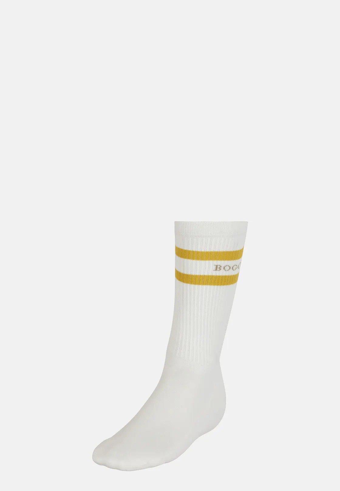 Cotton Blend Striped Logo Socks White, White, medium