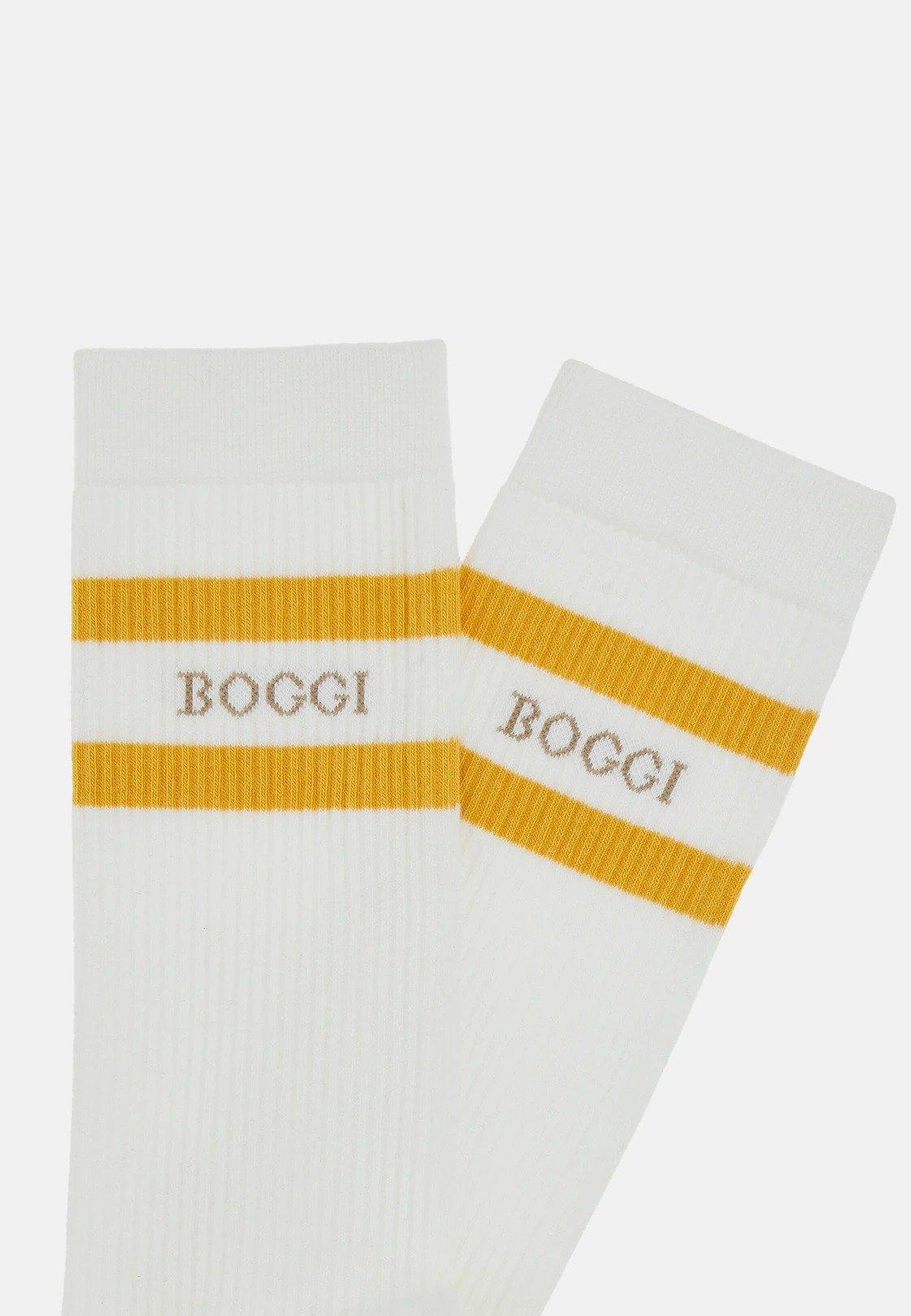 Cotton Blend Striped Logo Socks White, White, medium
