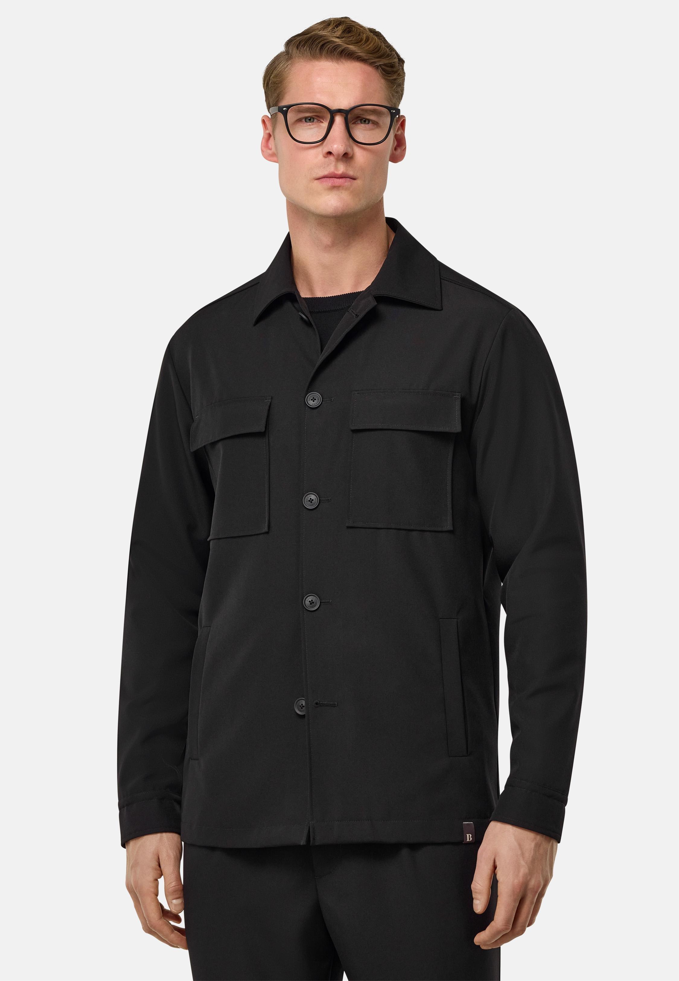 Black Link Wool Shirt Jacket, , large image number 0