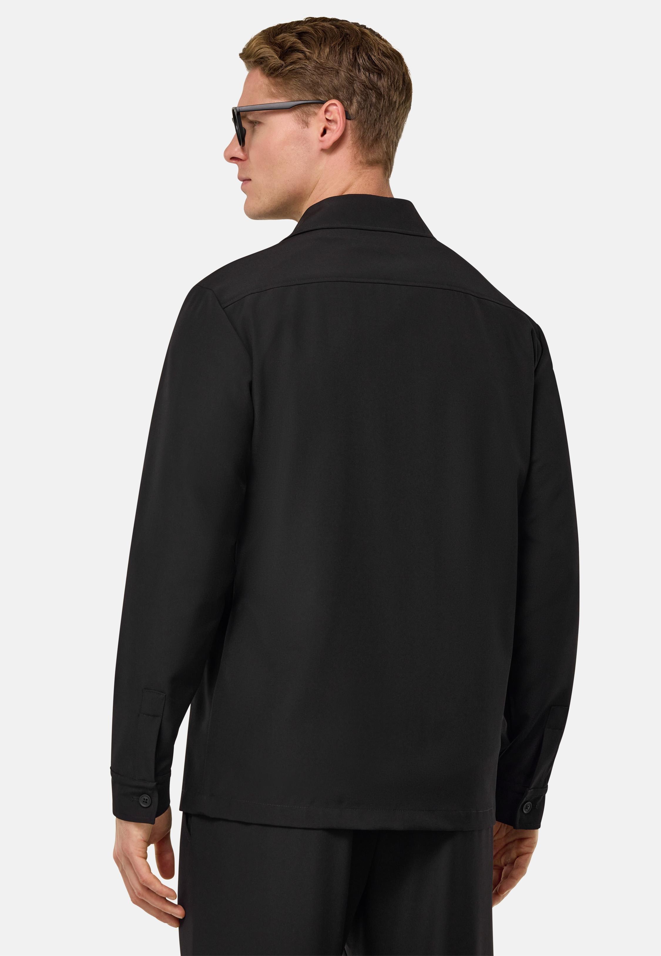 Black Link Wool Shirt Jacket, , large image number 1
