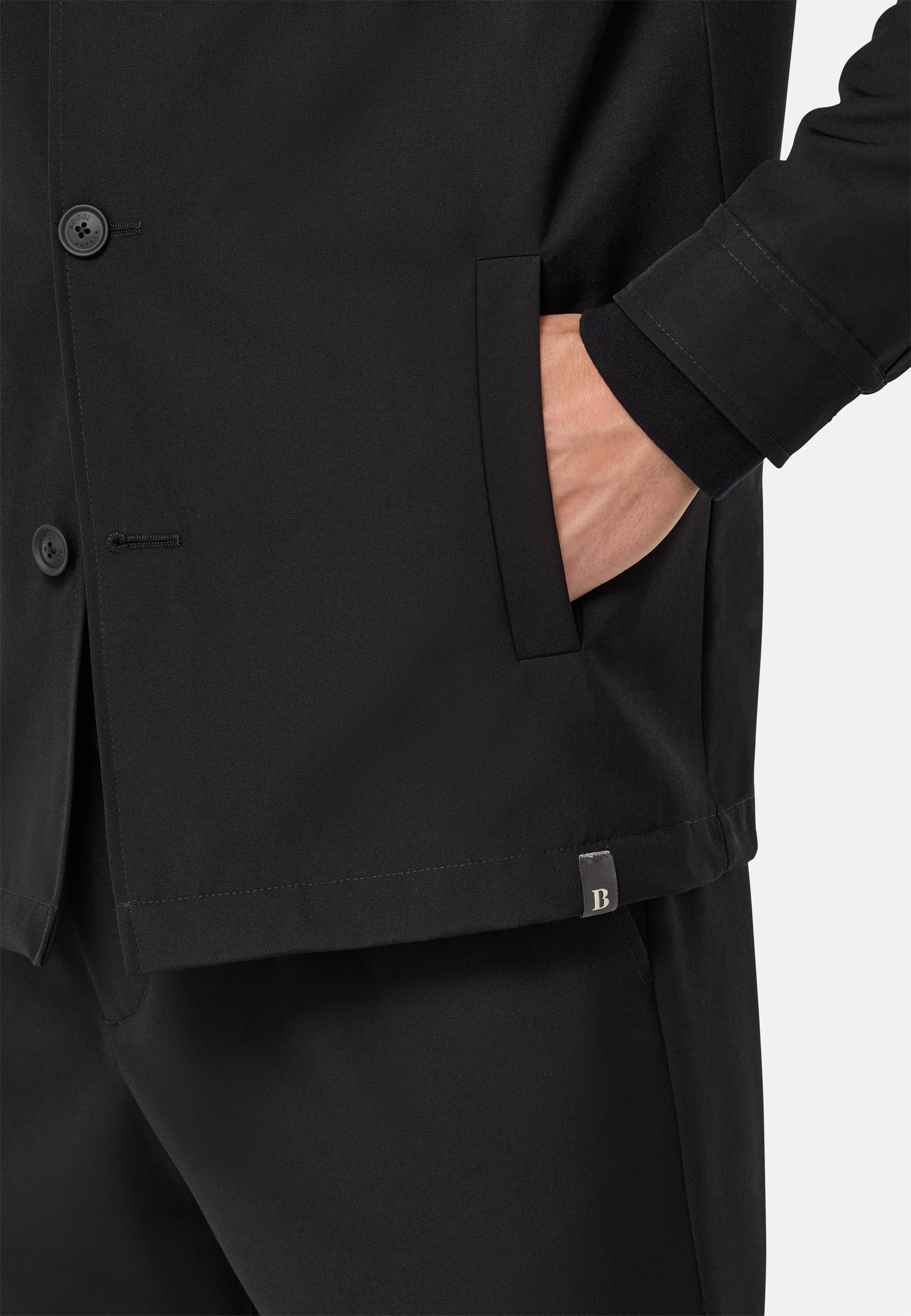 Black Link Wool Shirt Jacket, , large image number 2