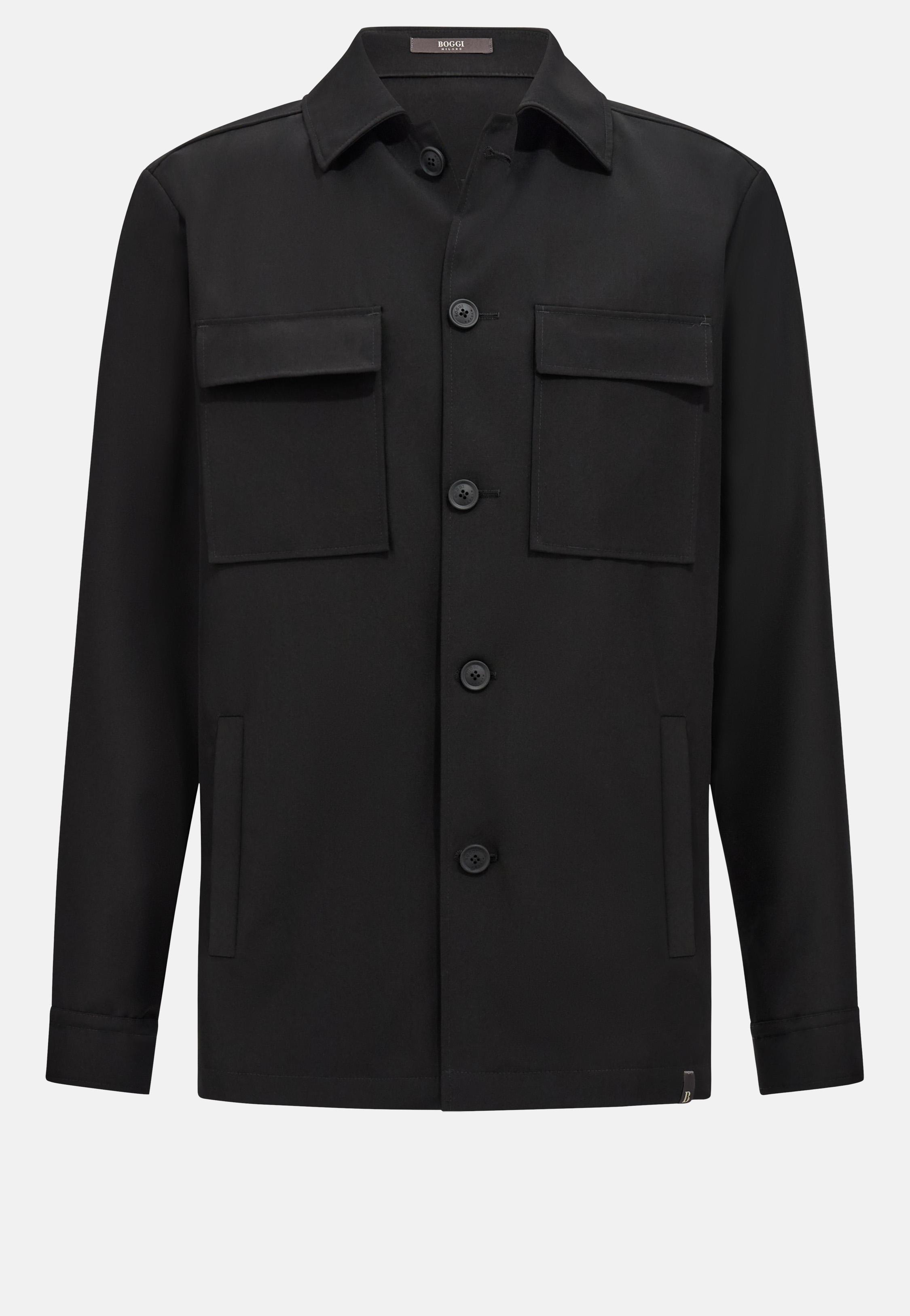 Black Link Wool Shirt Jacket, , large image number 3