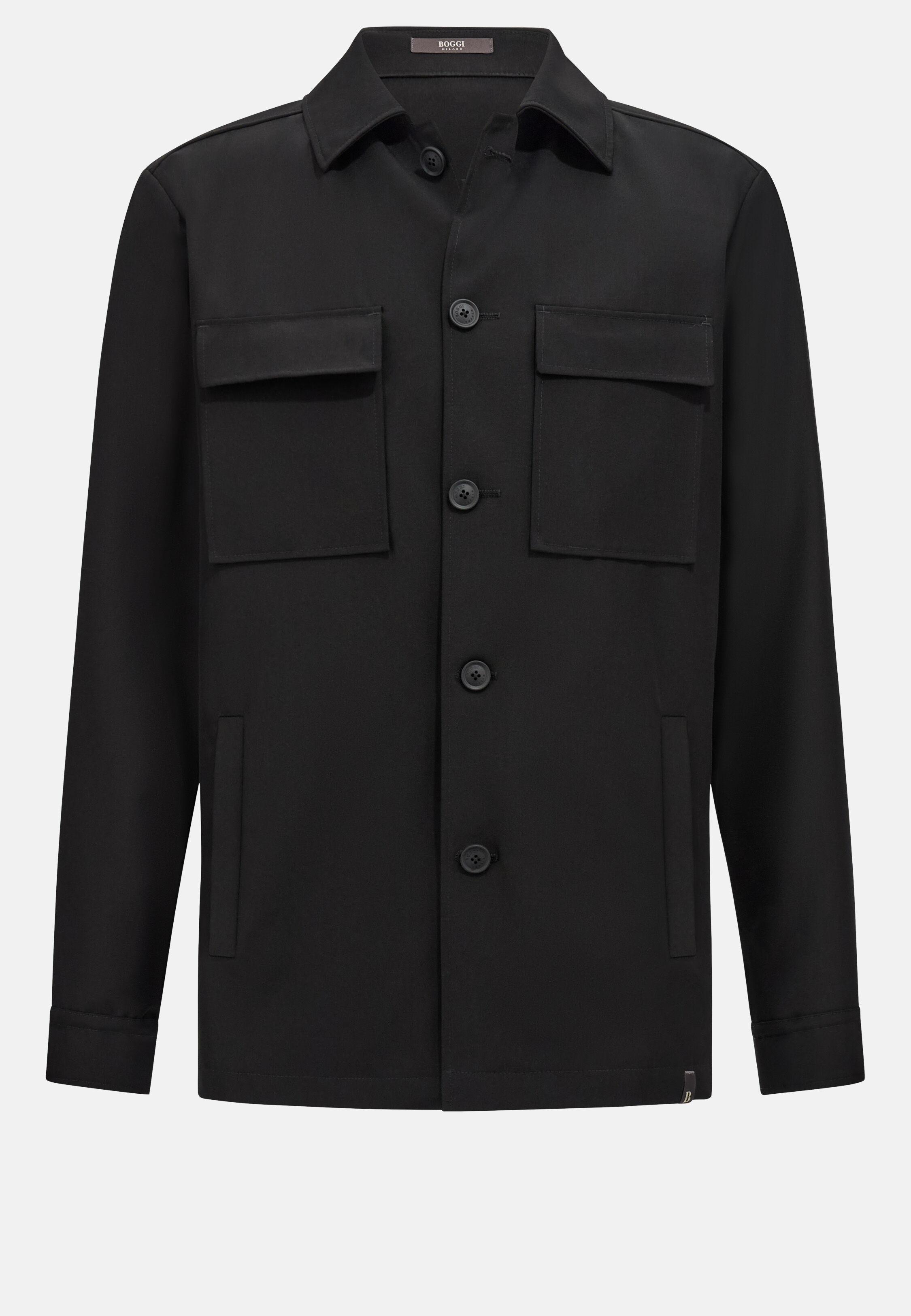 Shirt Jacket in Link Wool, Black, Black, large image number 4