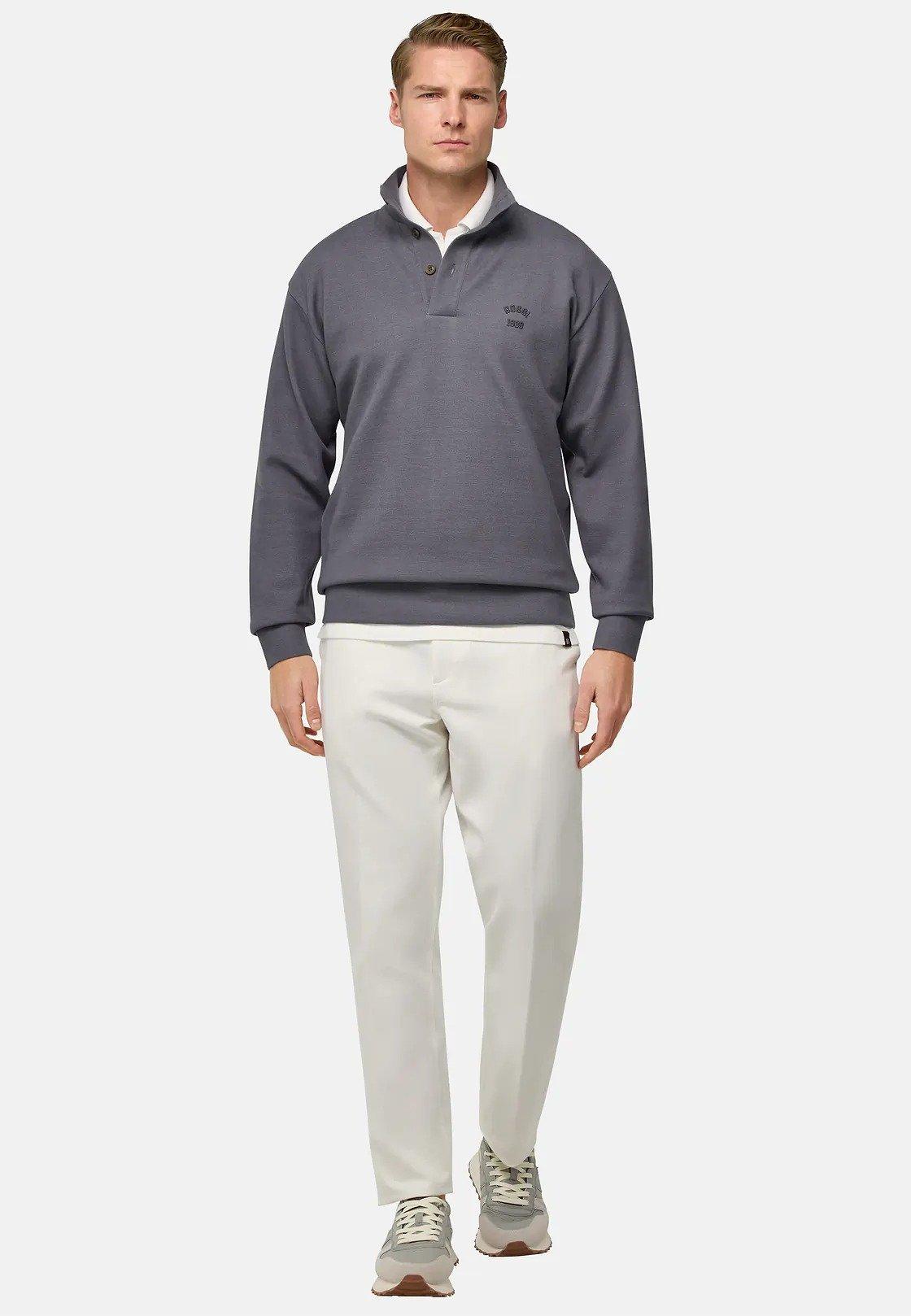 Mock Polo Neck Sweatshirt Grey, Charcoal, medium