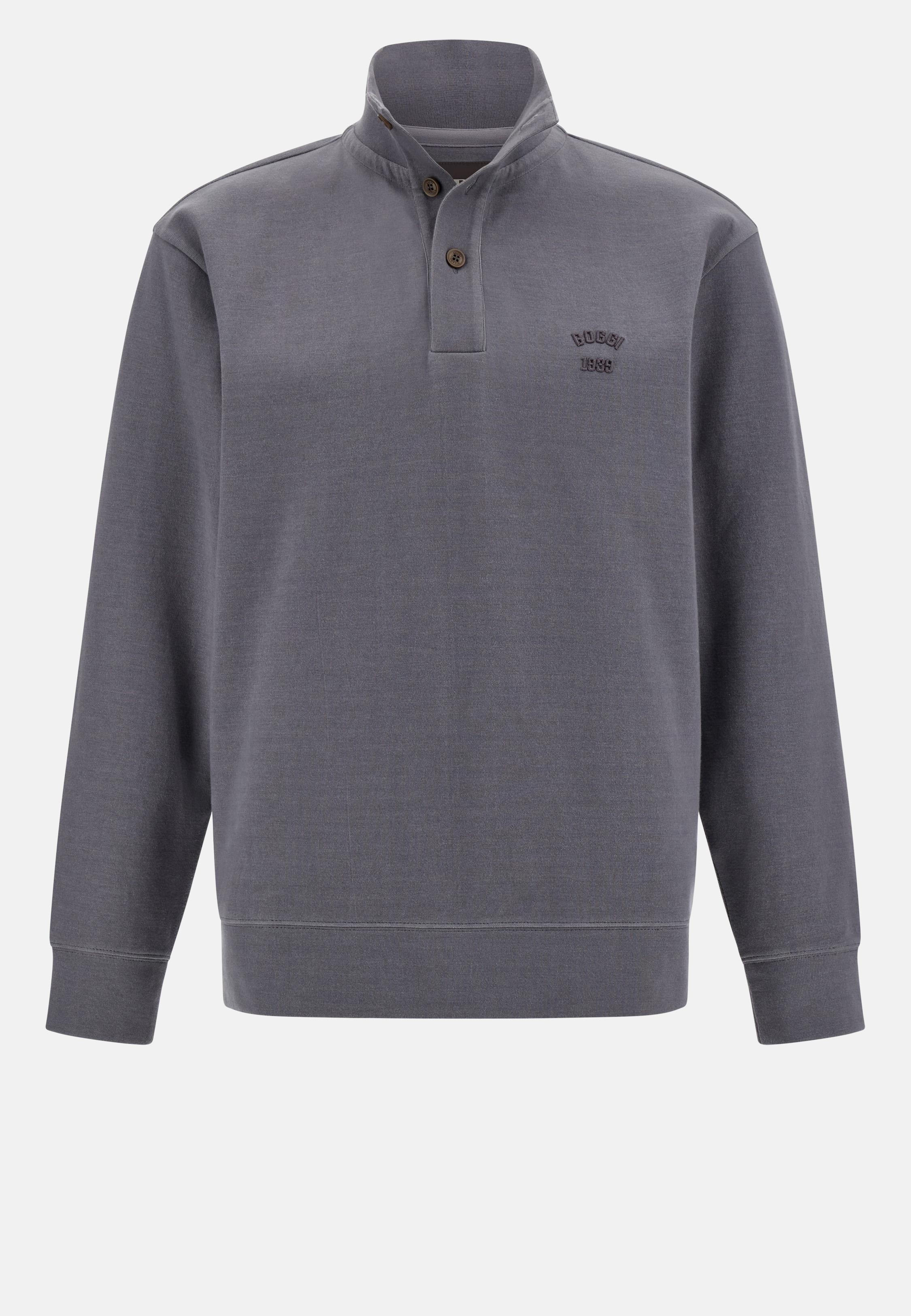 Mock Polo Neck Sweatshirt Grey, Charcoal, large image number 7