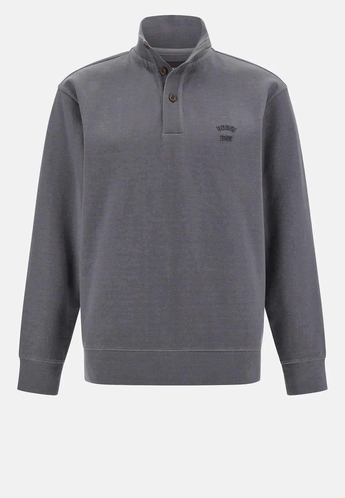 Mock Polo Neck Sweatshirt Grey, Charcoal, large image number 8
