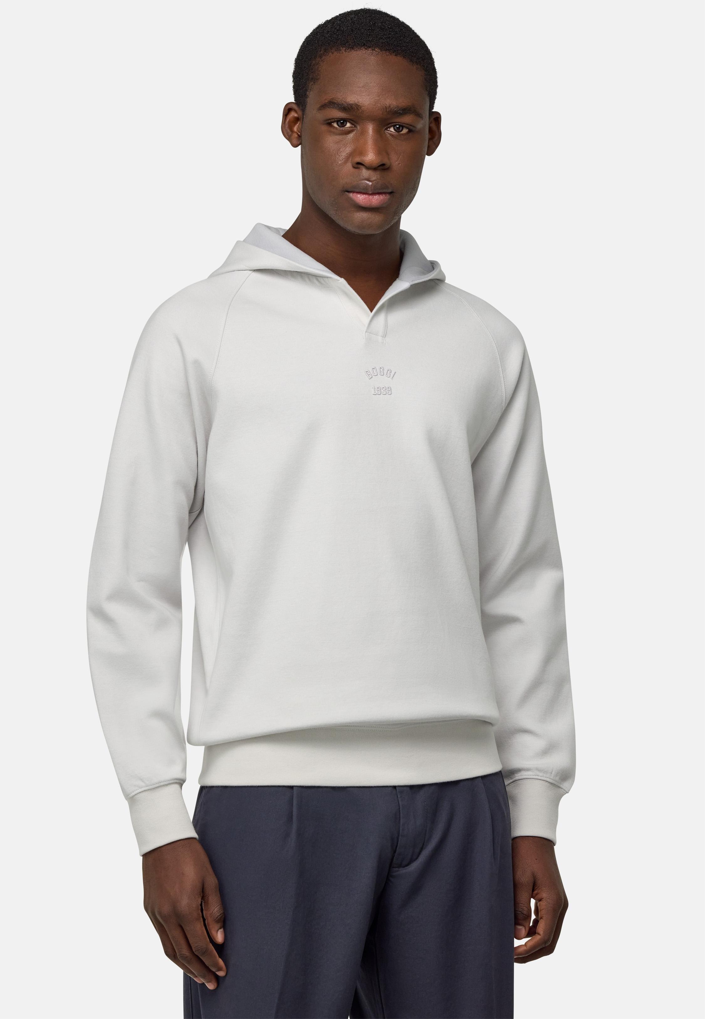 White Texture Casual Hoodie, , large image number 1