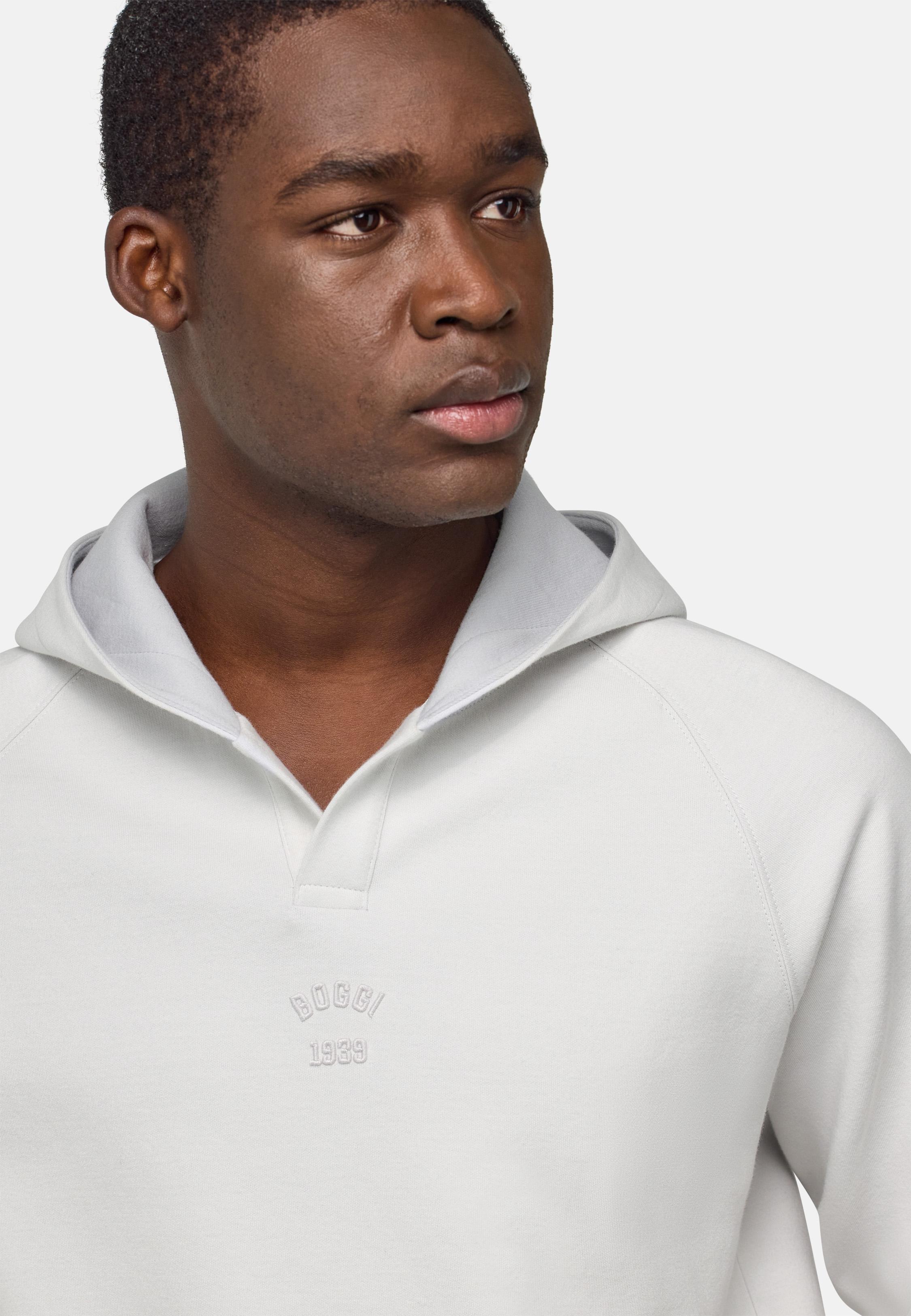 White Texture Casual Hoodie, , large image number 5