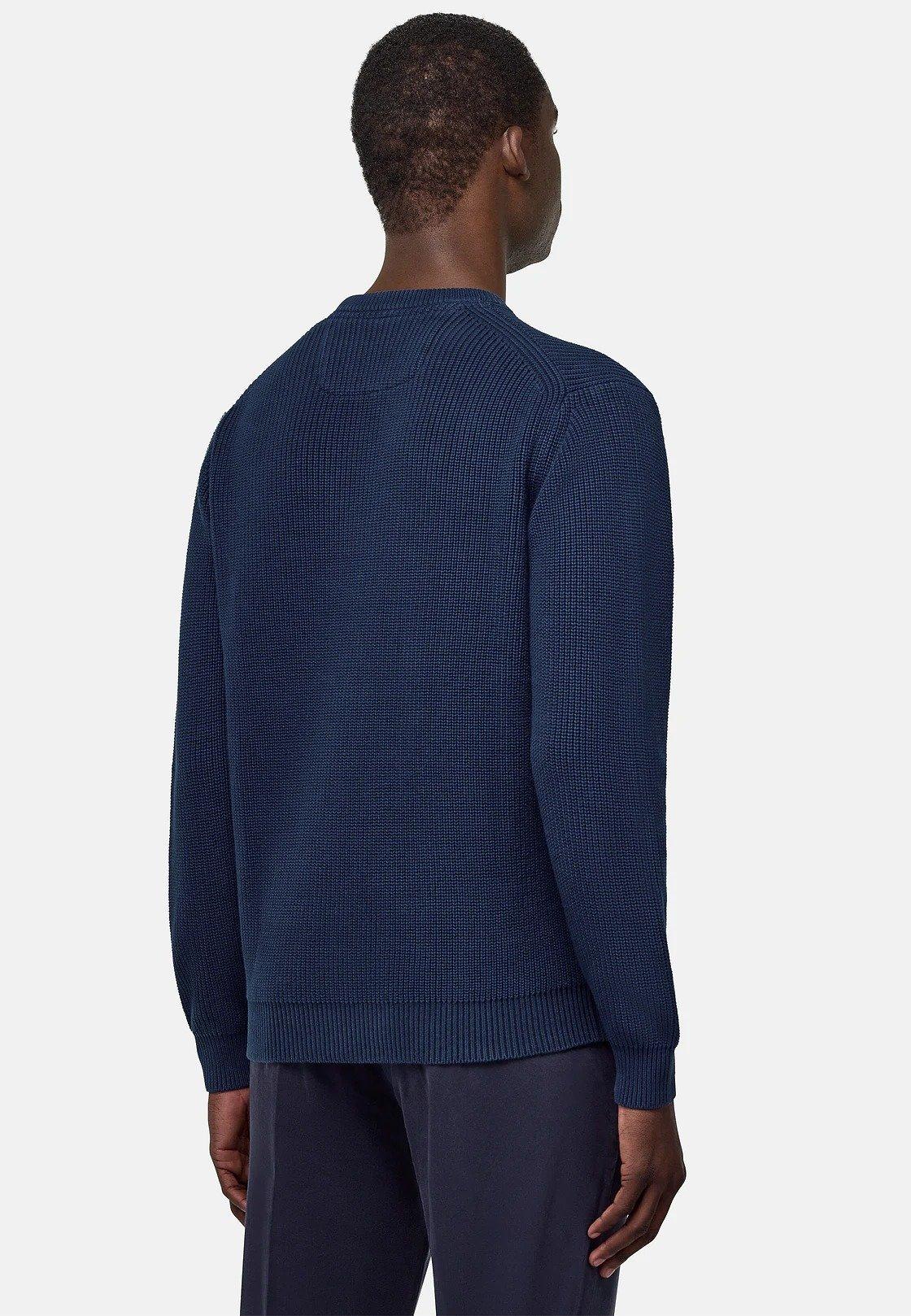 Cotton Crew Neck Jumper Navy, , large image number 4