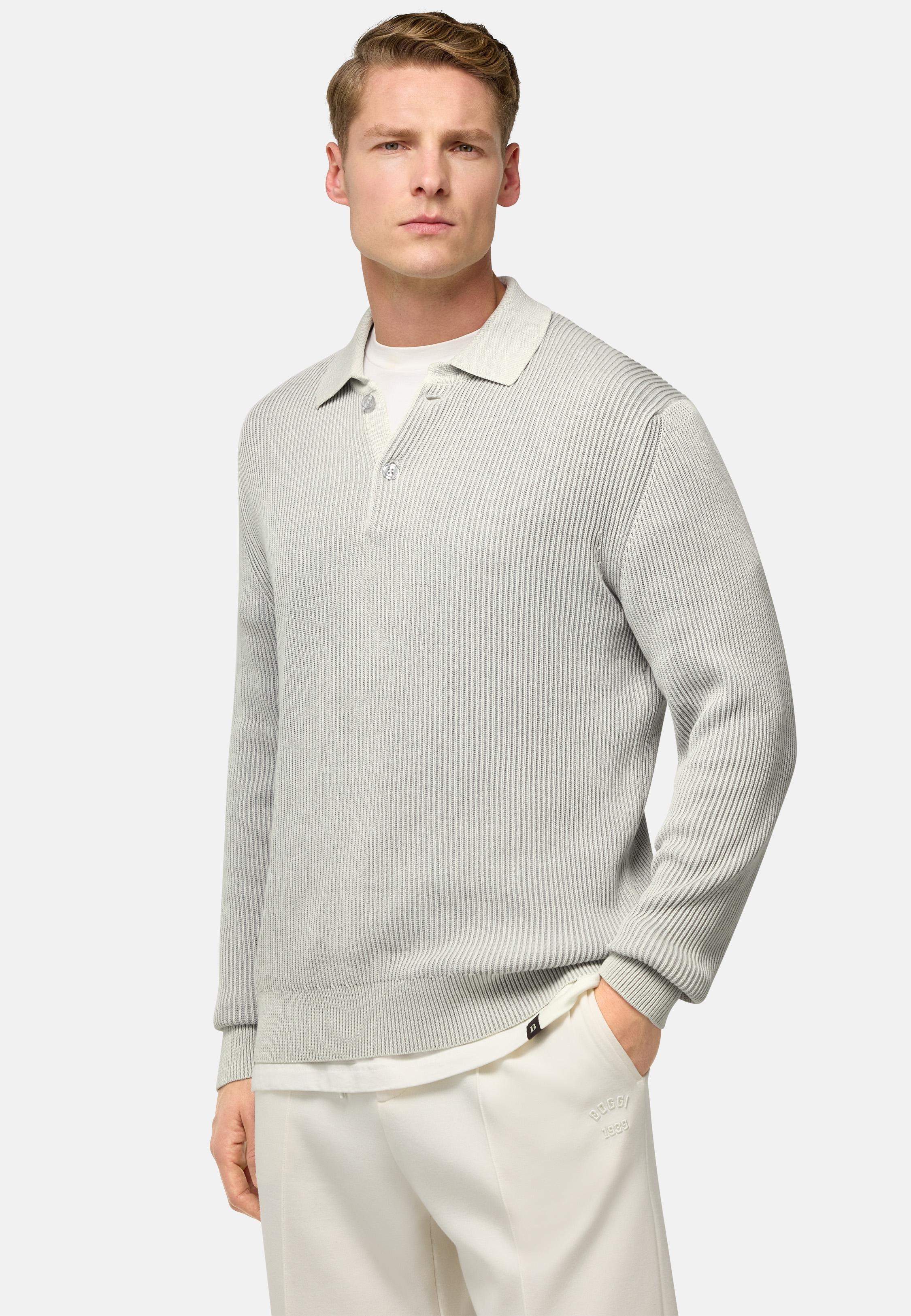 100% Organic Cotton Knitted Polo Shirt White, , large image number 1