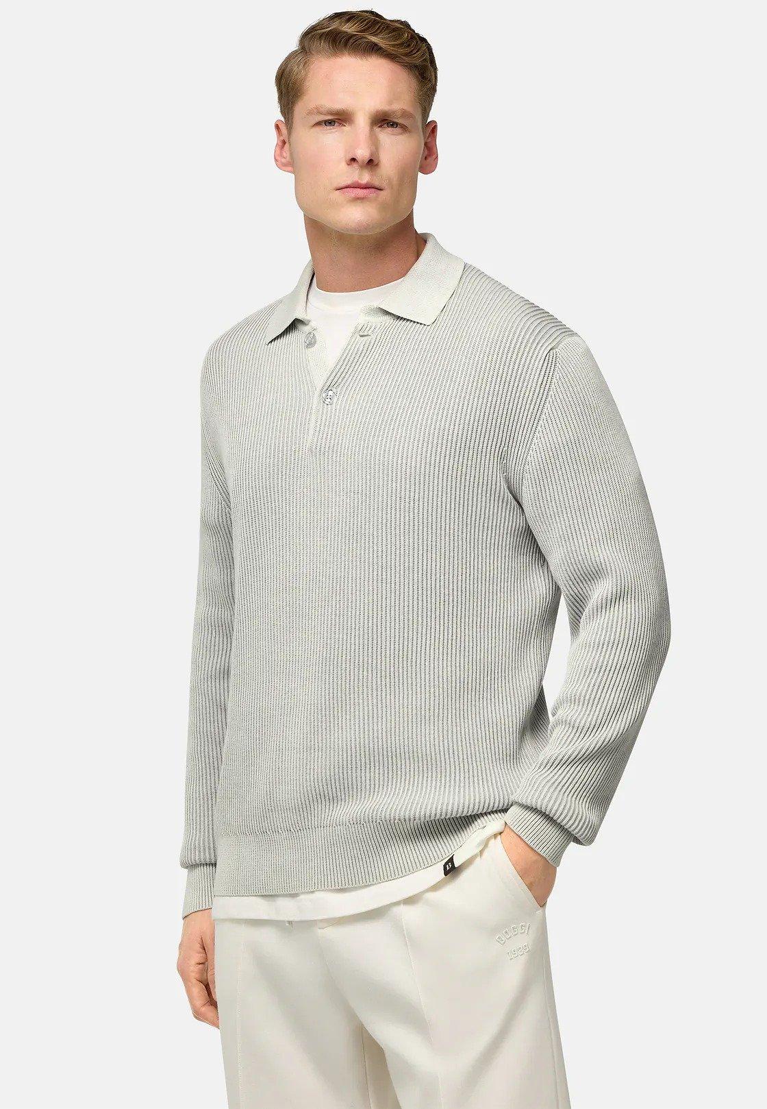 100% Organic Cotton Knitted Polo Shirt White, , large image number 2