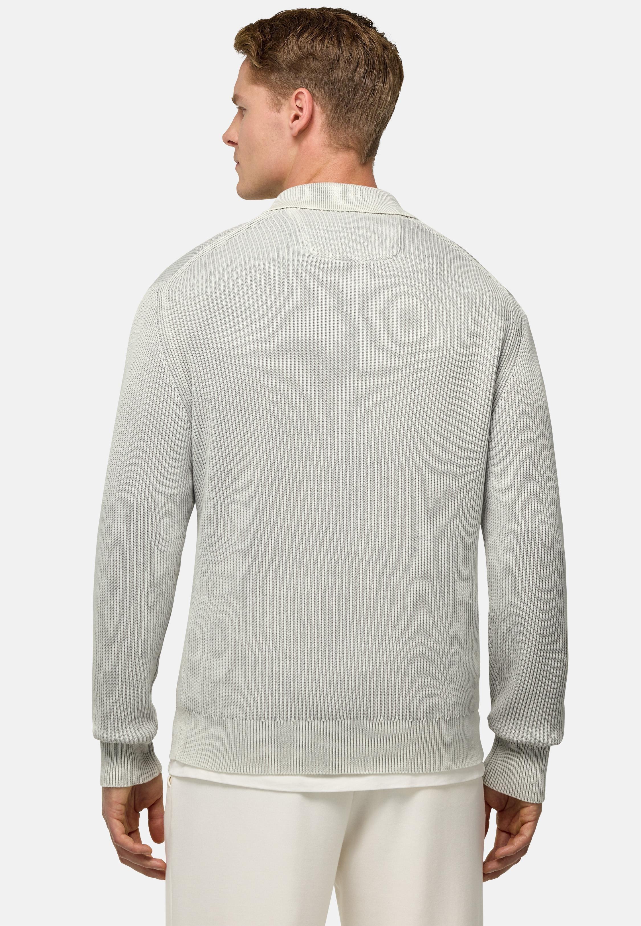 Cotton Knitted Polo Shirt Grey, , large image number 3