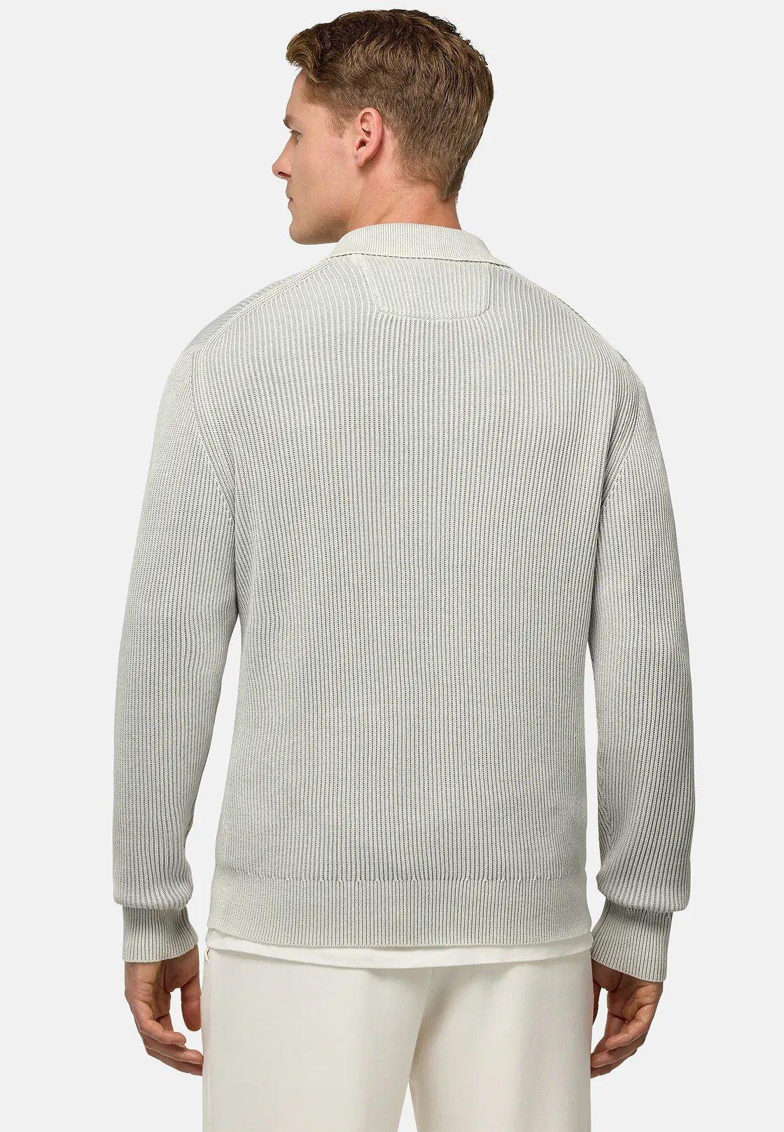 Grey Plain Knit Polo Shirt, , large image number 4