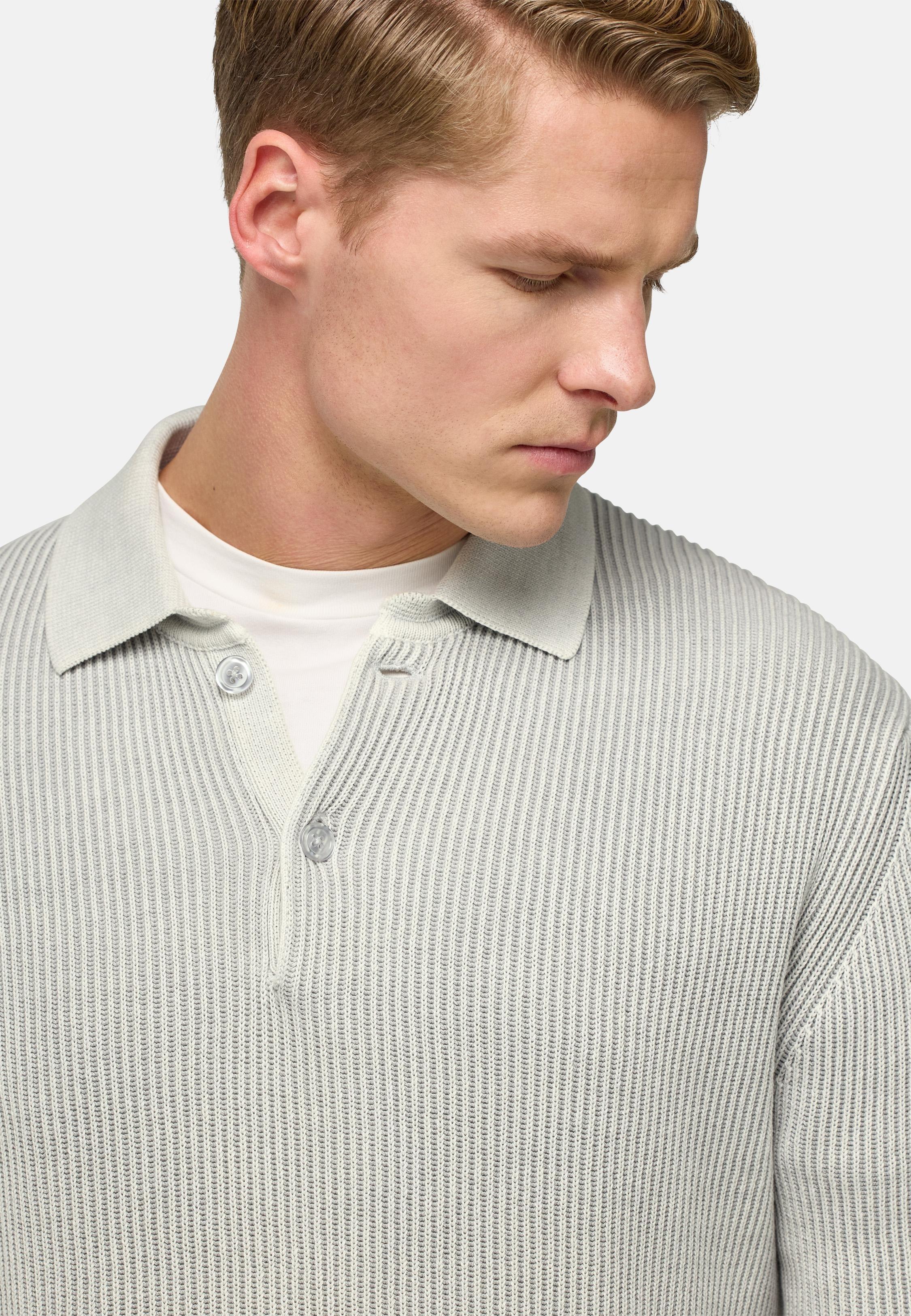 100% Organic Cotton Knitted Polo Shirt White, , large image number 5
