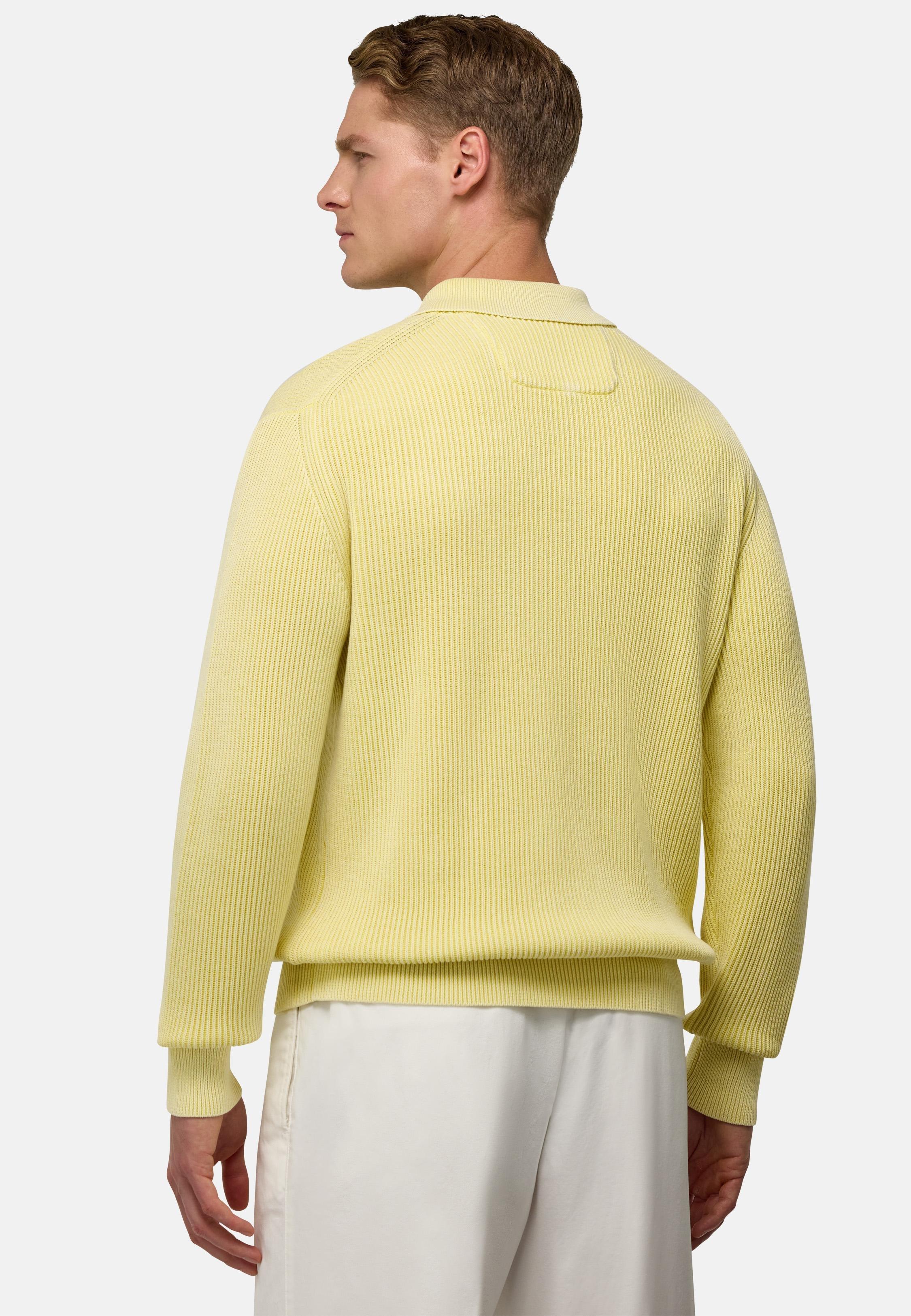 Cotton Knitted Polo Shirt Yellow, , large image number 3