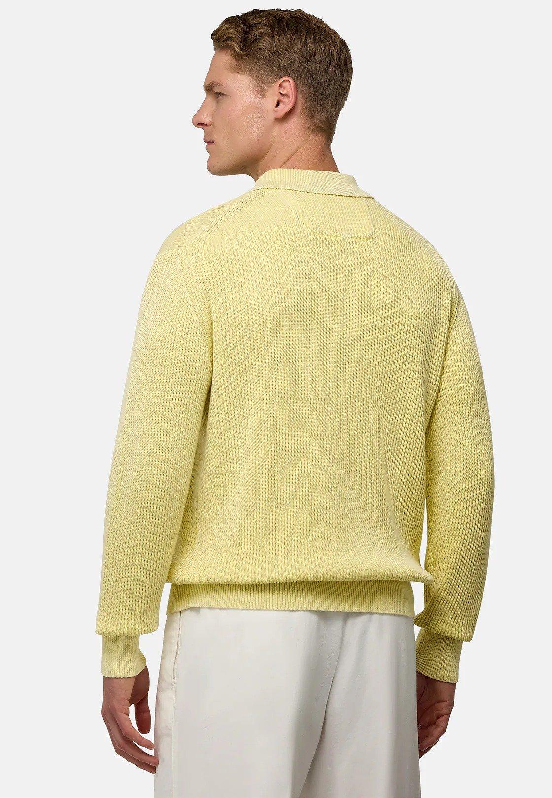 Yellow Cotton Knitted Polo Shirt, , large image number 4