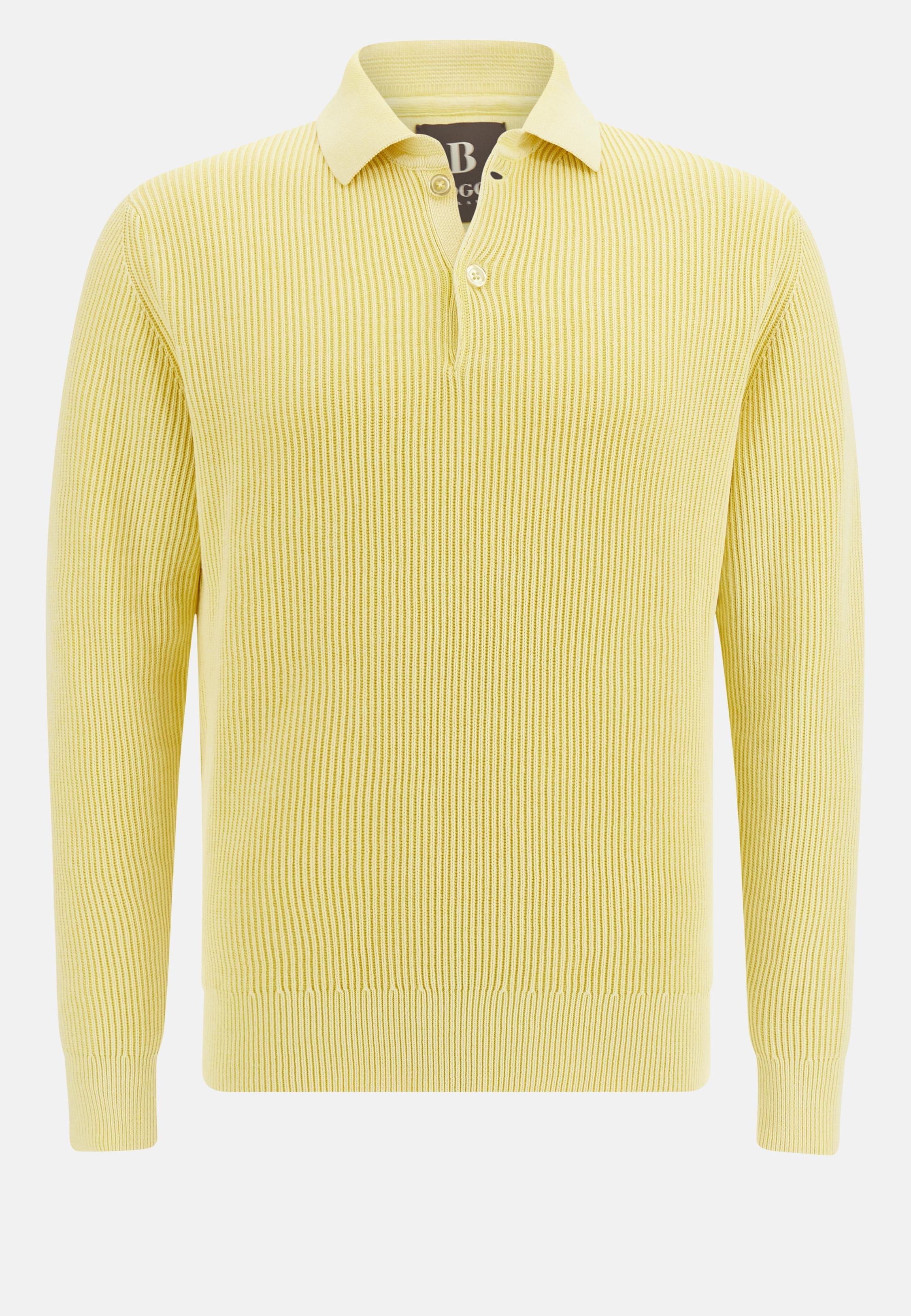 Yellow Plain Knit Polo Shirt, , large image number 7