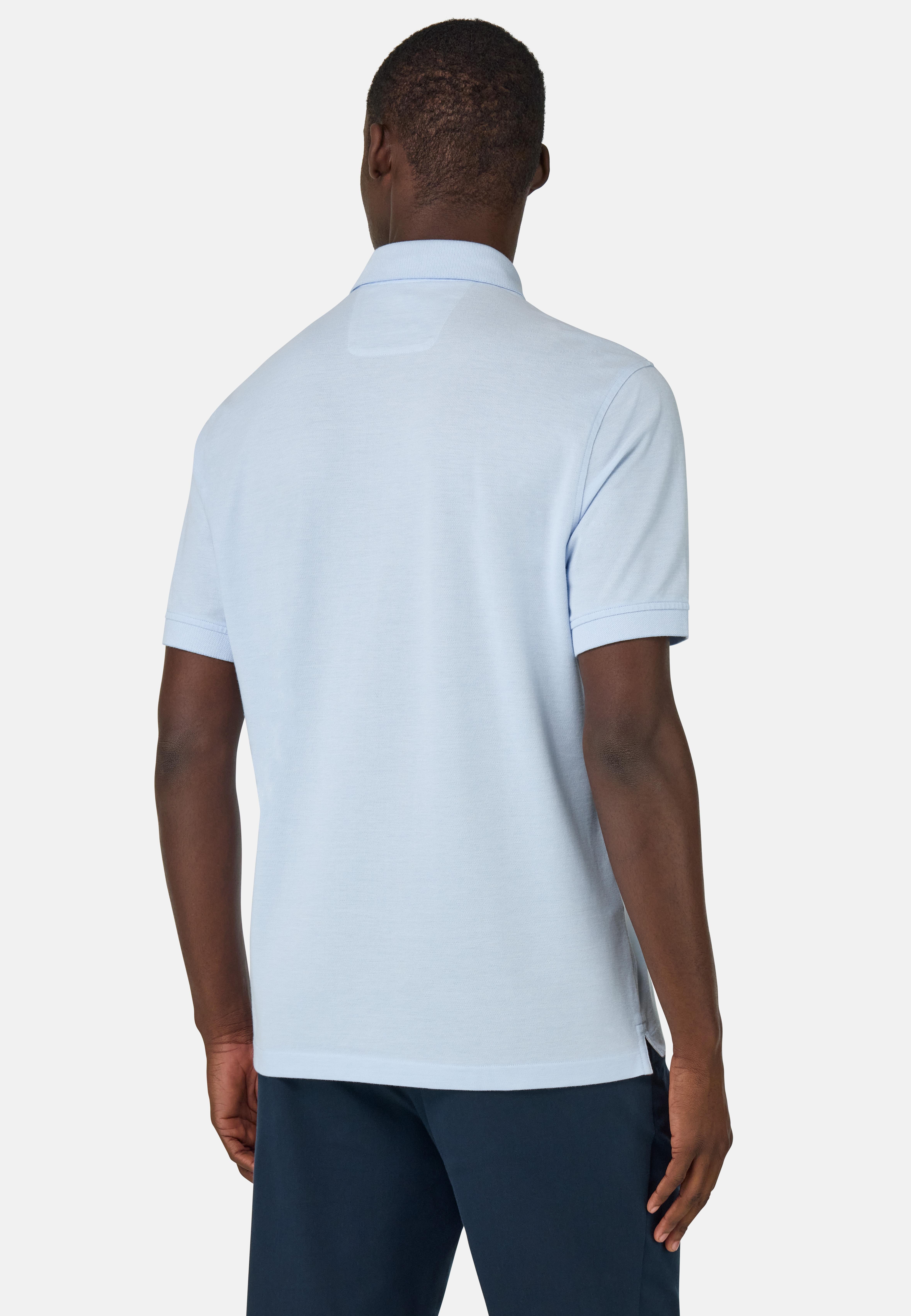 Cotton Pique Polo Shirt Blue, , large image number 1