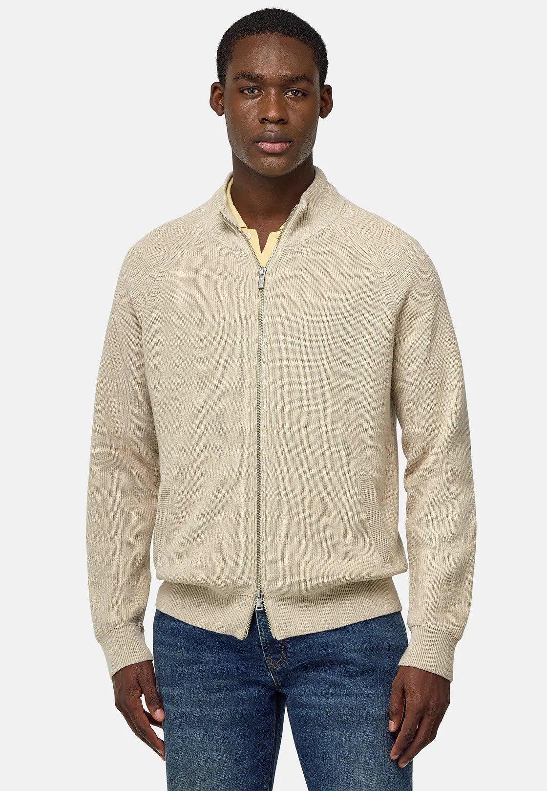 Cotton Full-Zip Jumper Beige, Sand, medium