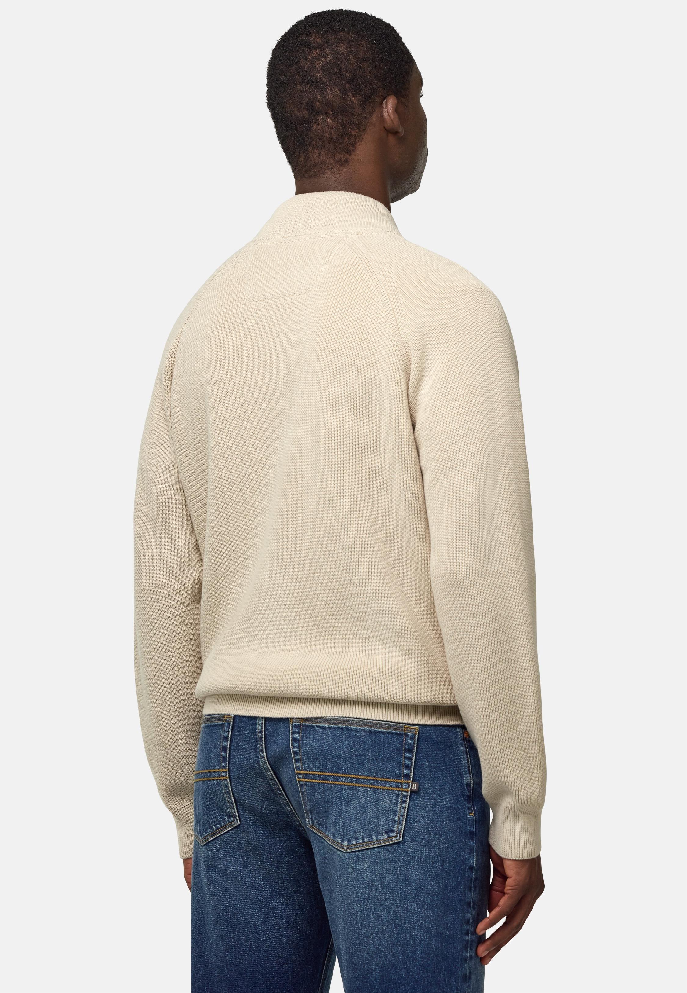 Cotton Full-Zip Jumper Beige, Sand, large image number 3