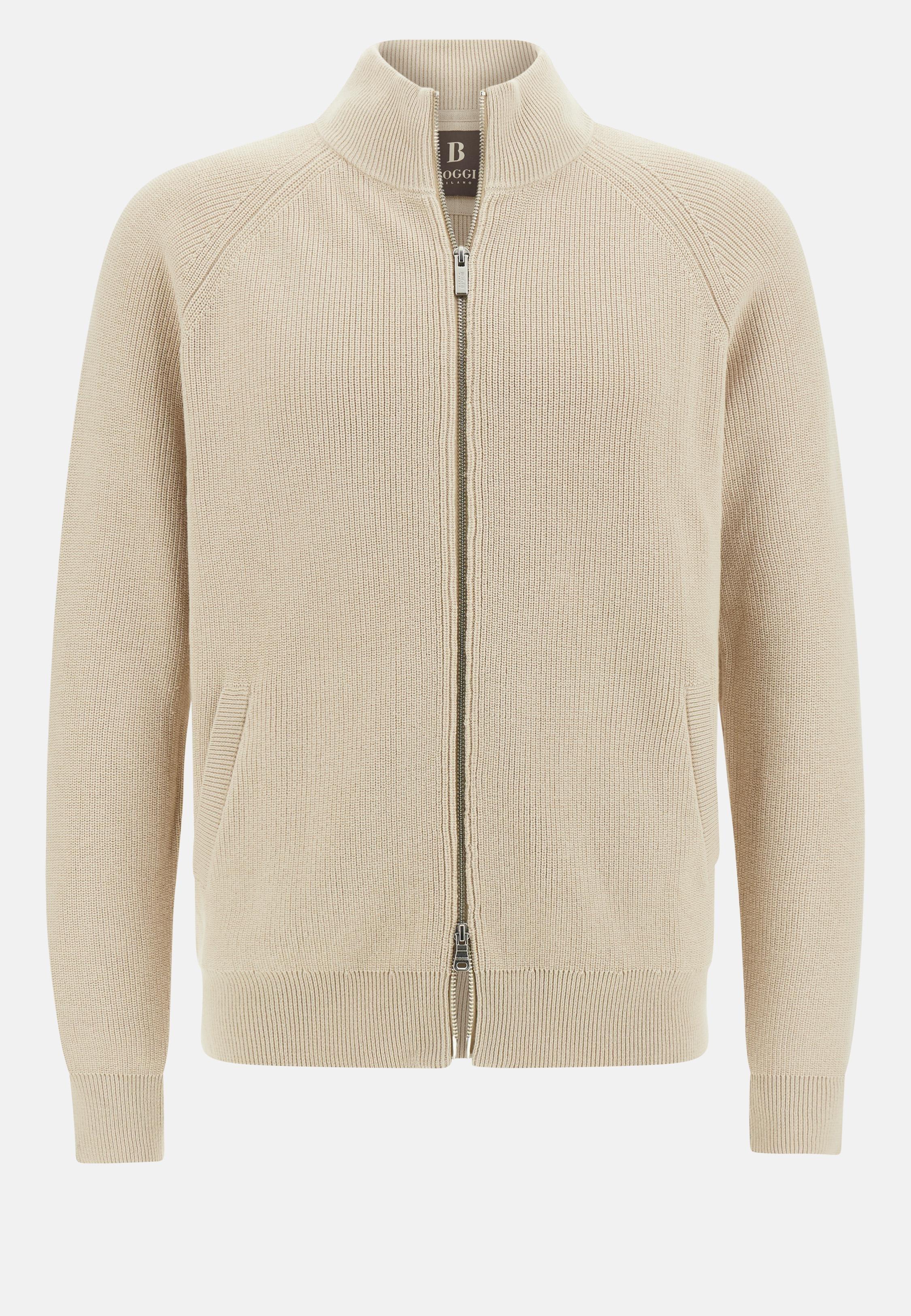 Cotton Full-Zip Jumper Beige, Sand, large image number 7
