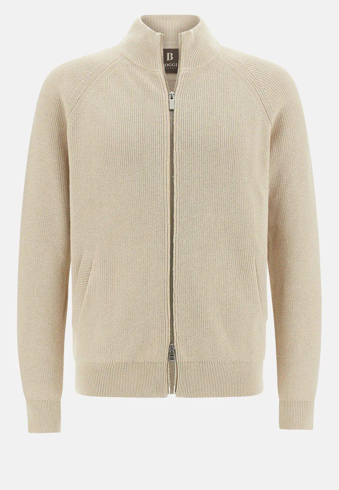 Cotton Full-Zip Jumper Beige, Sand, large image number 8