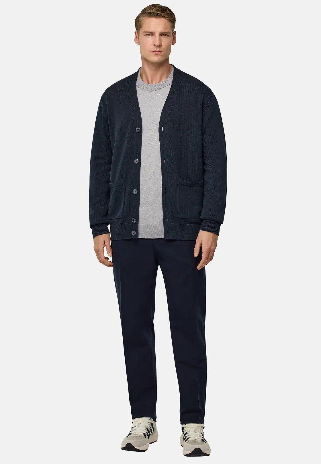 Cotton Knitted Cardigan Navy, Navy blue, medium