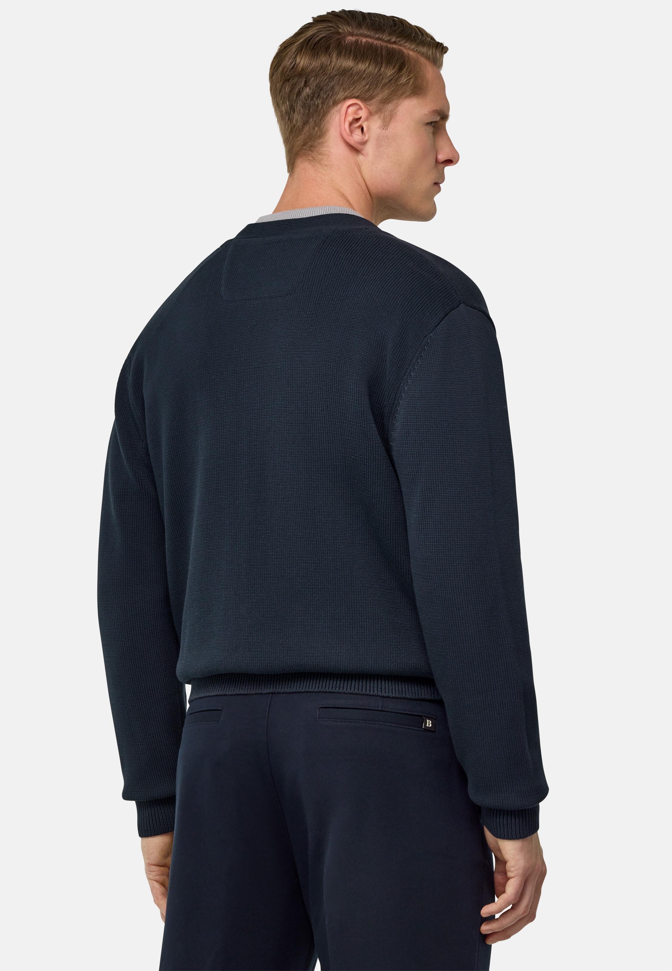 Cotton Knitted Cardigan Navy, Navy blue, large image number 3