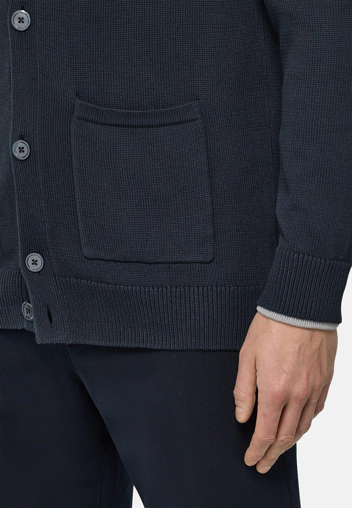 Cotton Knitted Cardigan Navy, Navy blue, large image number 6