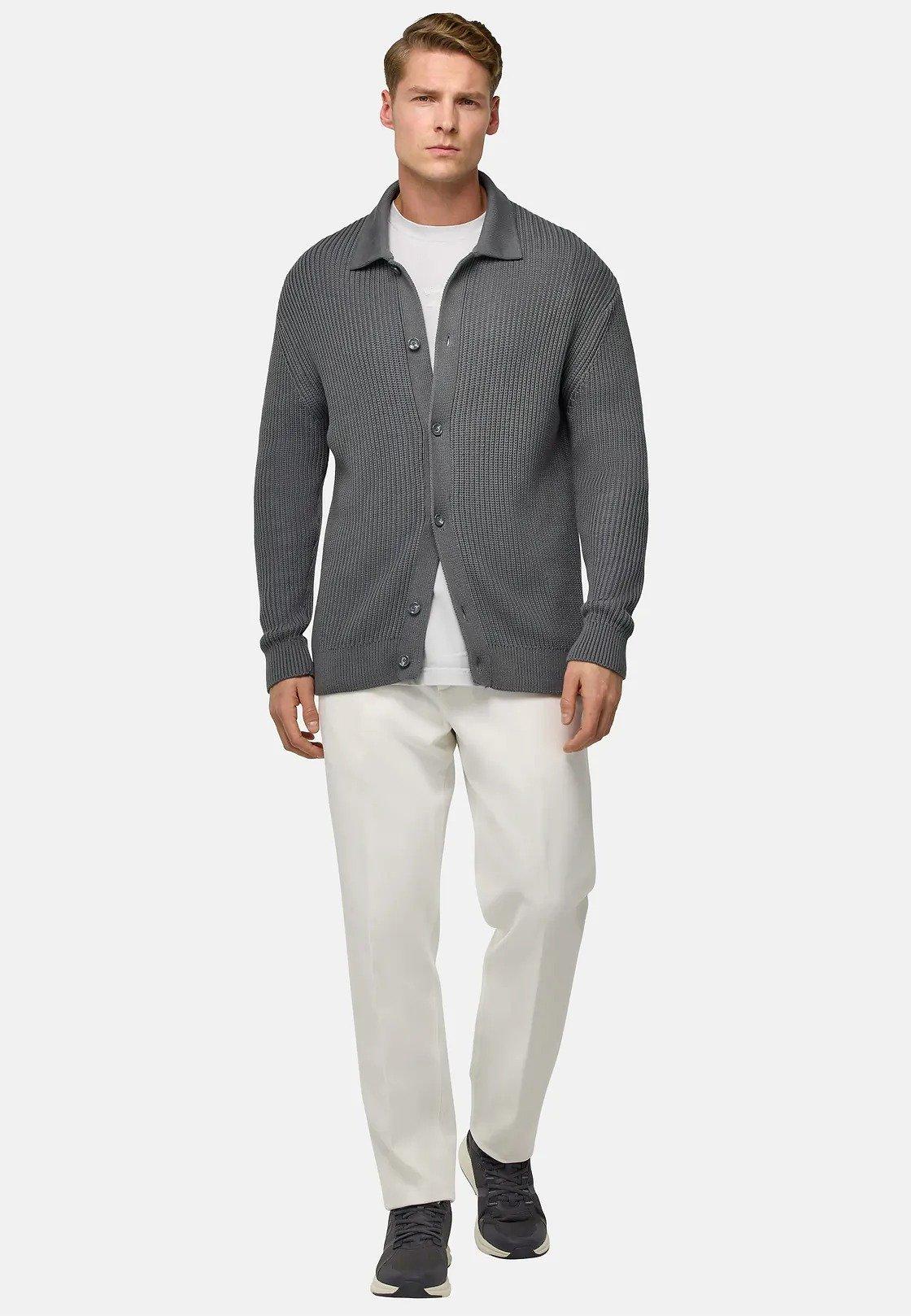 Cotton Knitted Cardigan Grey, Charcoal, medium