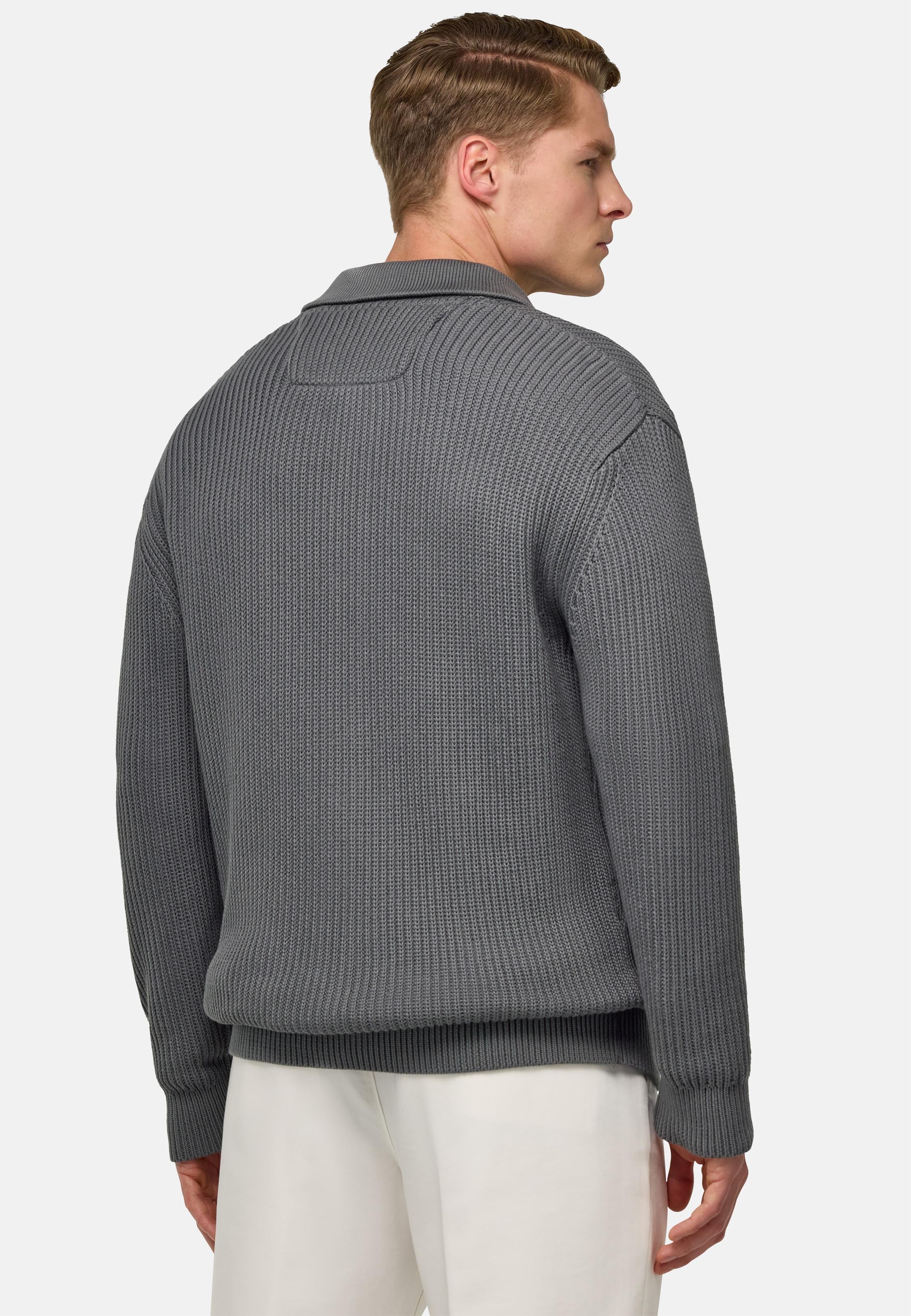 Cotton Knitted Cardigan Grey, Charcoal, large image number 3