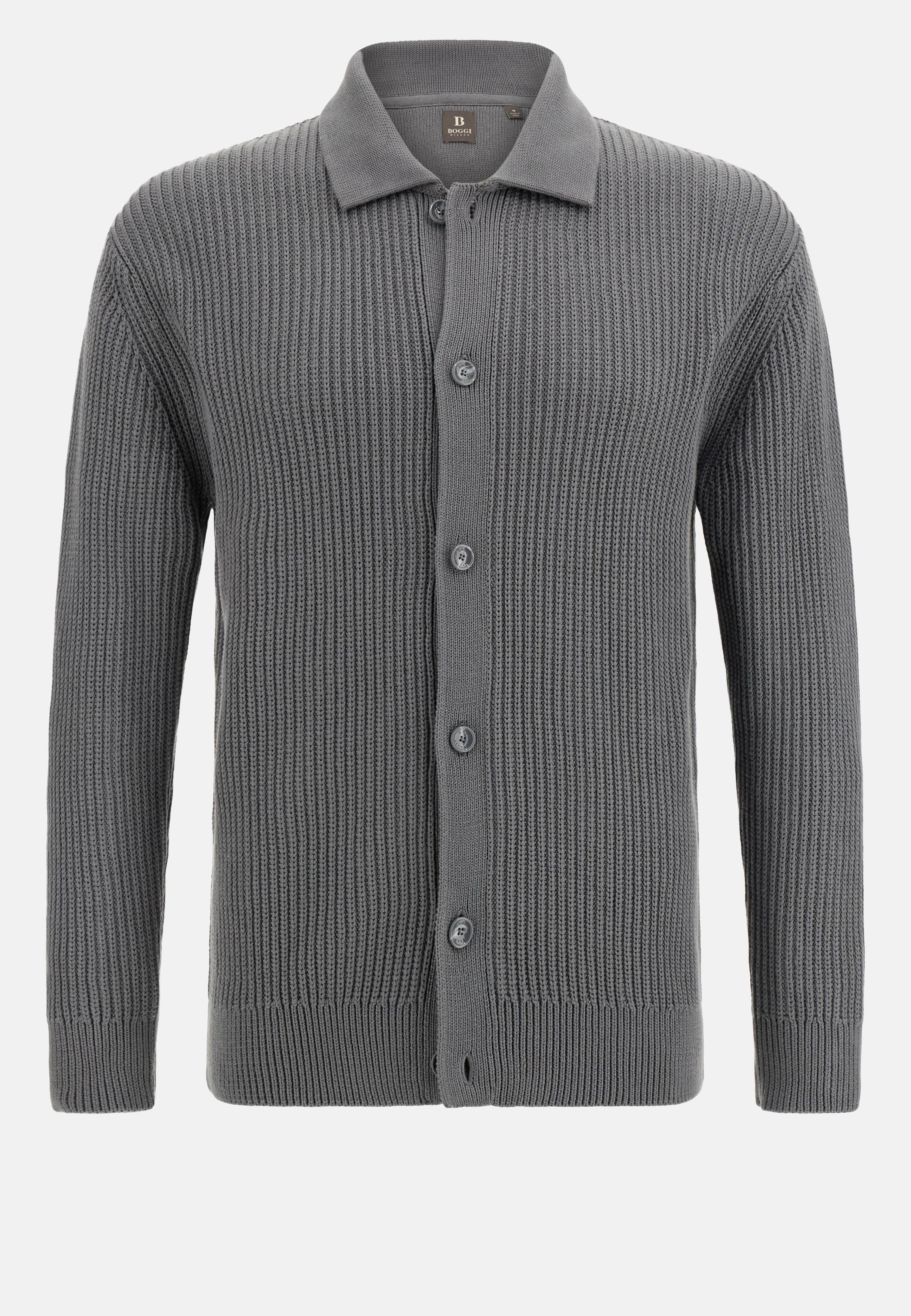 Cotton Knitted Cardigan Grey, Charcoal, large image number 7