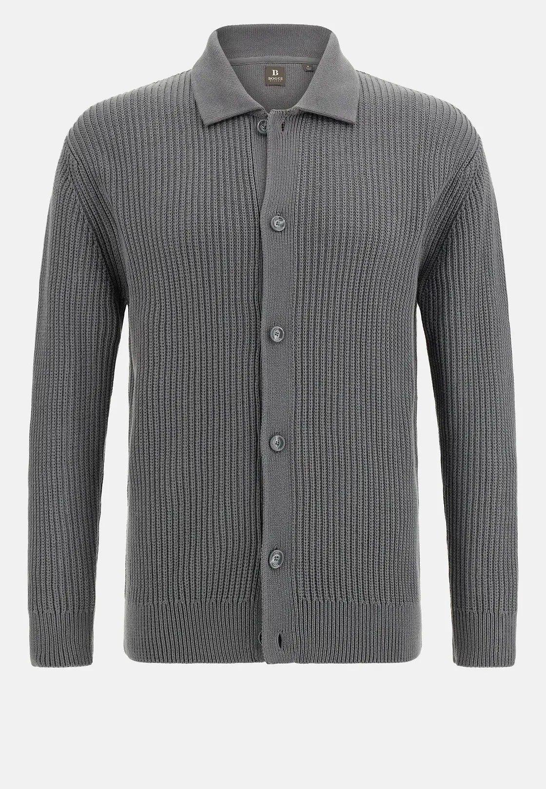 Knitted Cardigan in Cotton, Charcoal, Charcoal, large image number 9