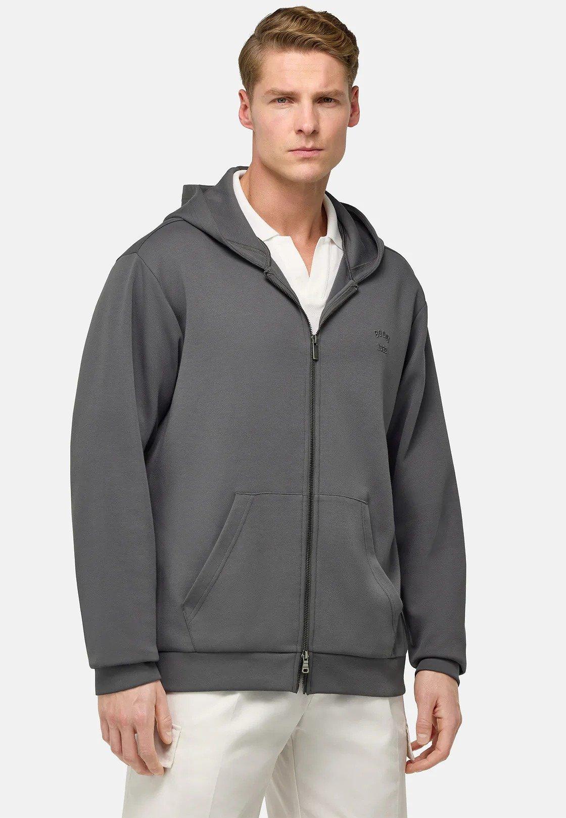 Grey Cotton Blend Full-Zip Sweatshirt, , large image number 0