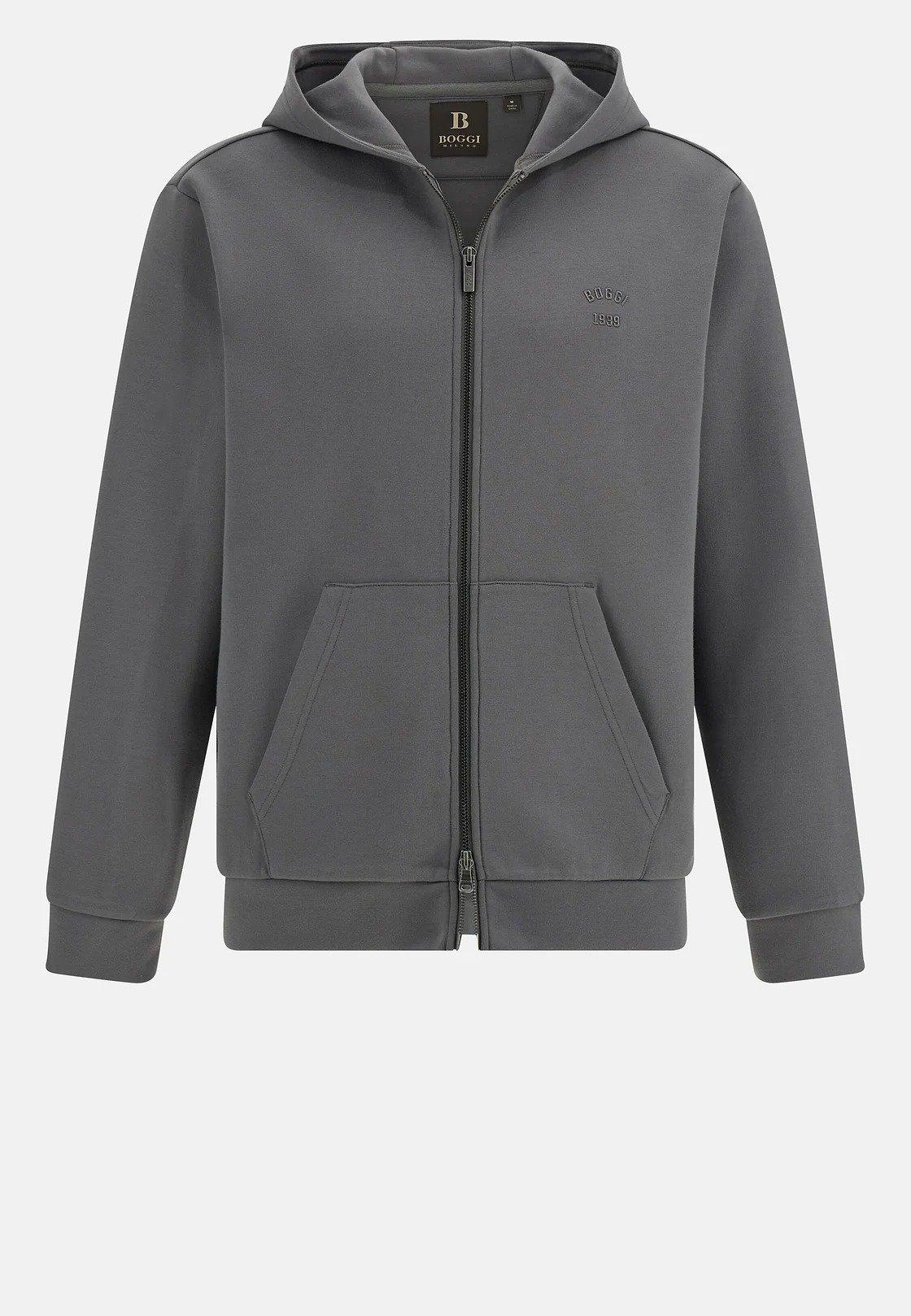 Grey Cotton Blend Full-Zip Sweatshirt, , large image number 3