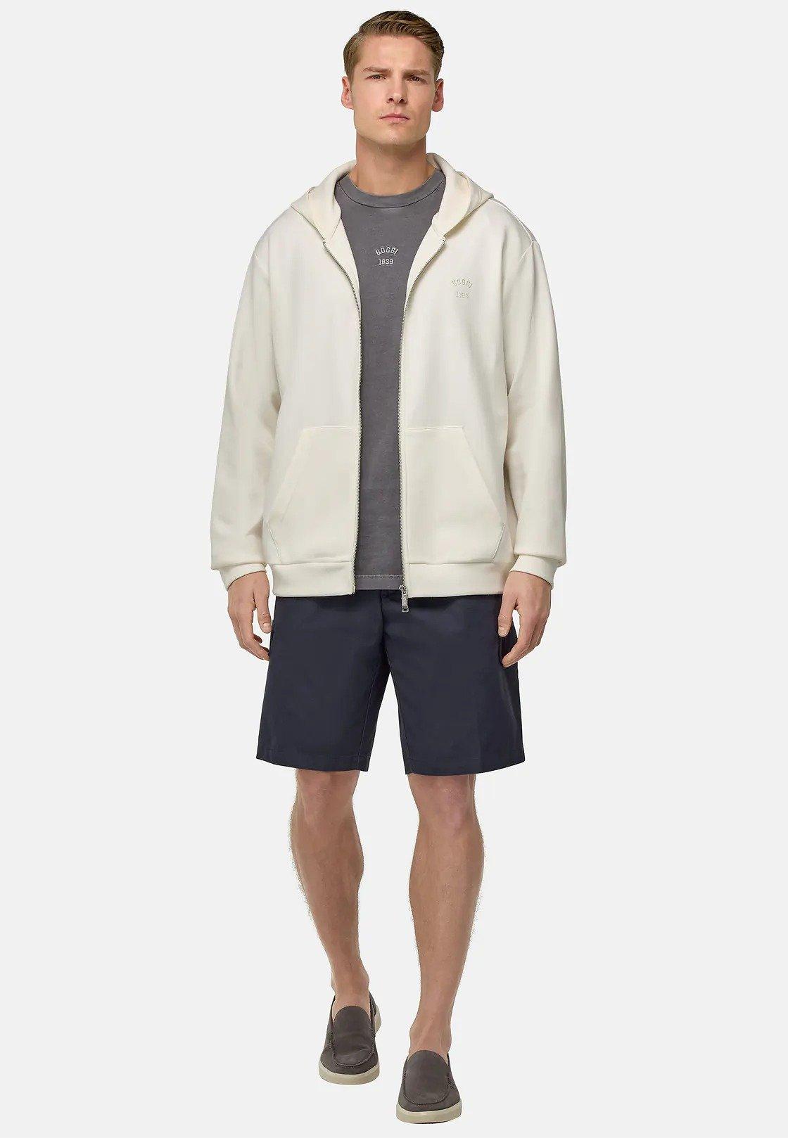 Cotton Blend Full-Zip Sweatshirt Cream, Cream, medium