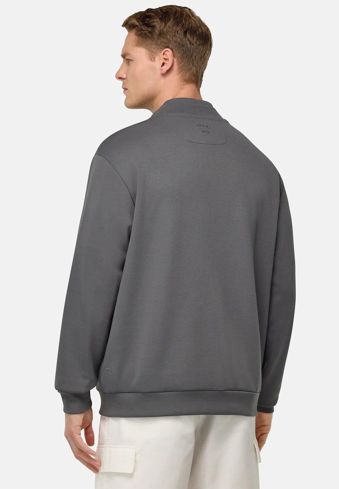 Cotton Blend Cardigan Sweatshirt Grey, Charcoal, large image number 4