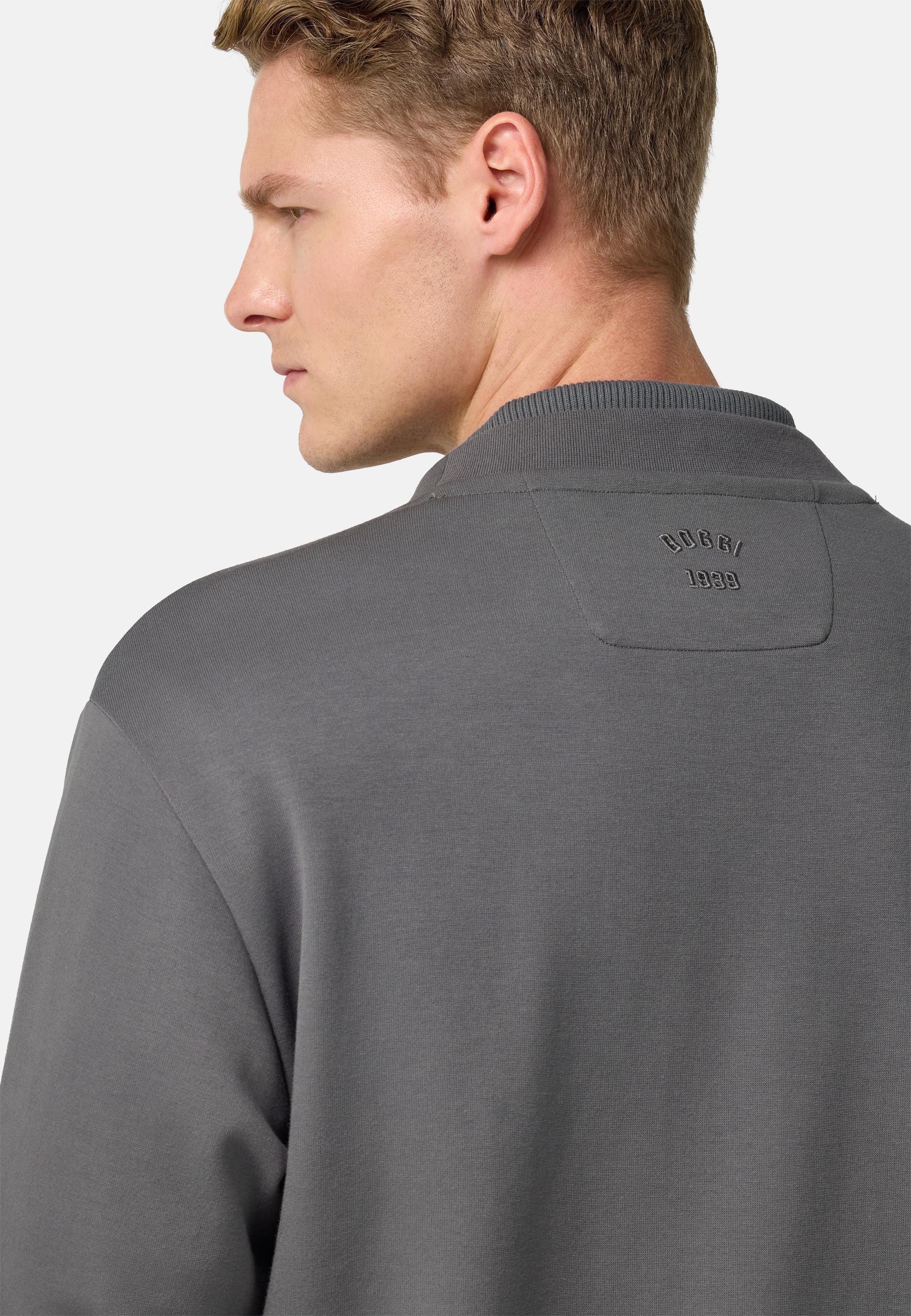 Cotton Blend Cardigan Sweatshirt Grey, Charcoal, large image number 5