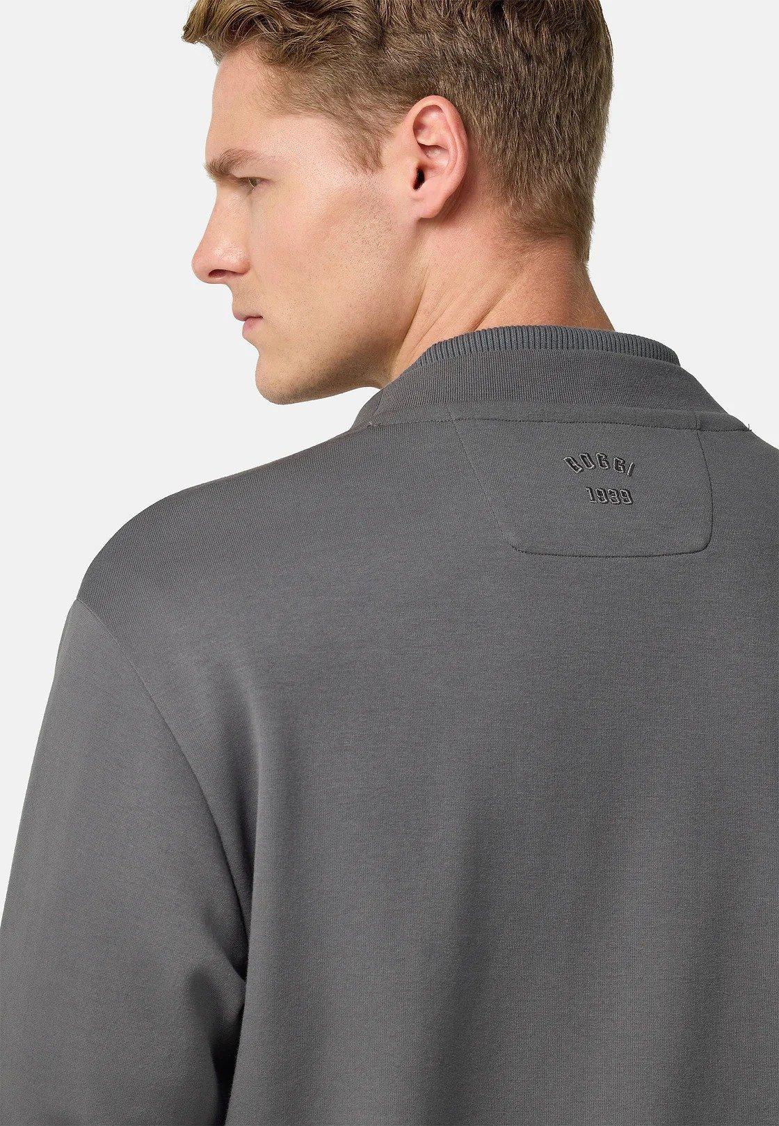 Cotton Blend Cardigan Sweatshirt Grey, Charcoal, large image number 6