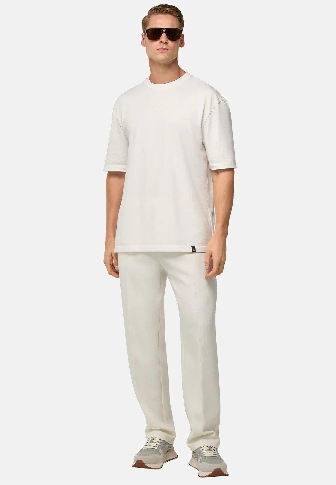 Cotton Blend Fleece Trousers Cream, Cream, medium