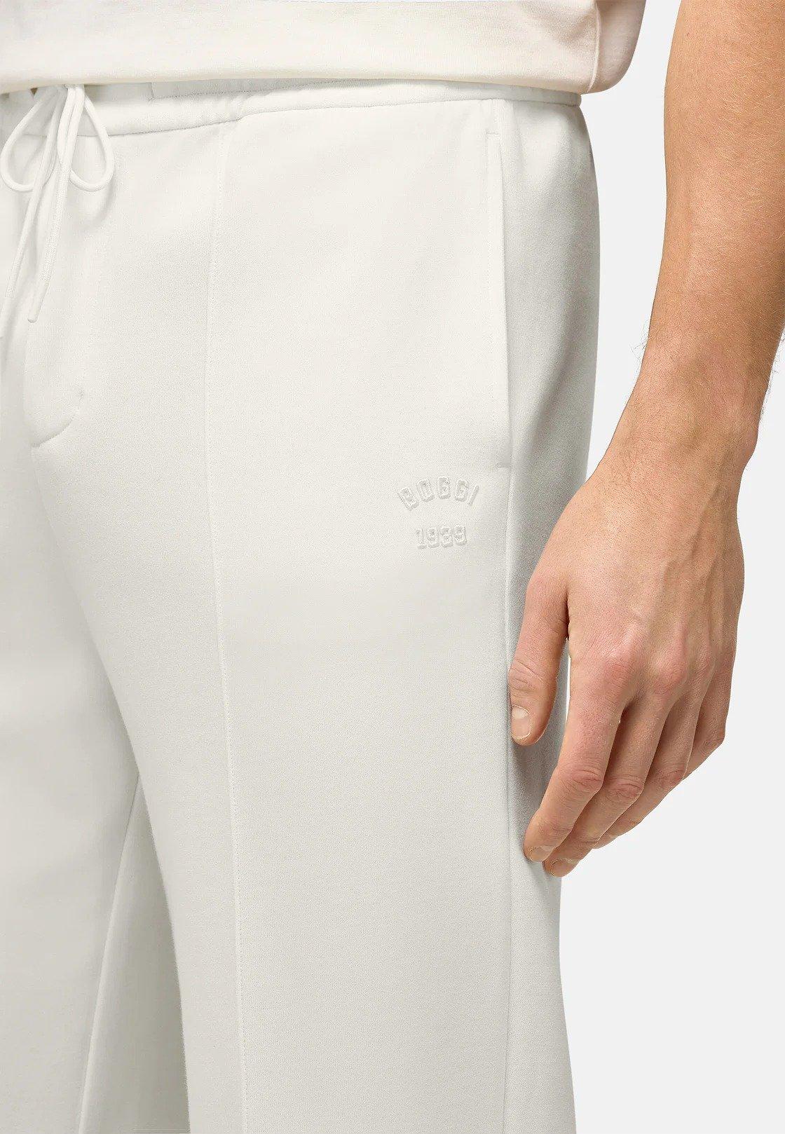 Cotton Blend Fleece Trousers Cream, Cream, large image number 3