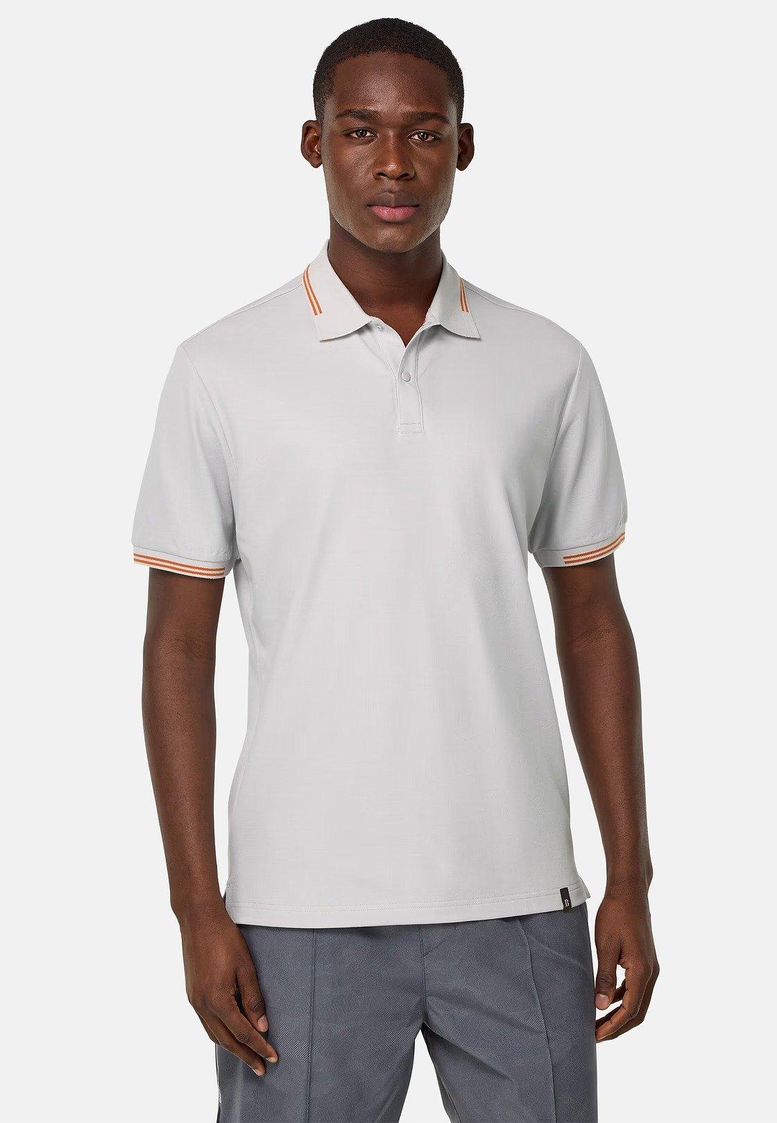 White Plain Cotton Pique Polo, Ice, medium