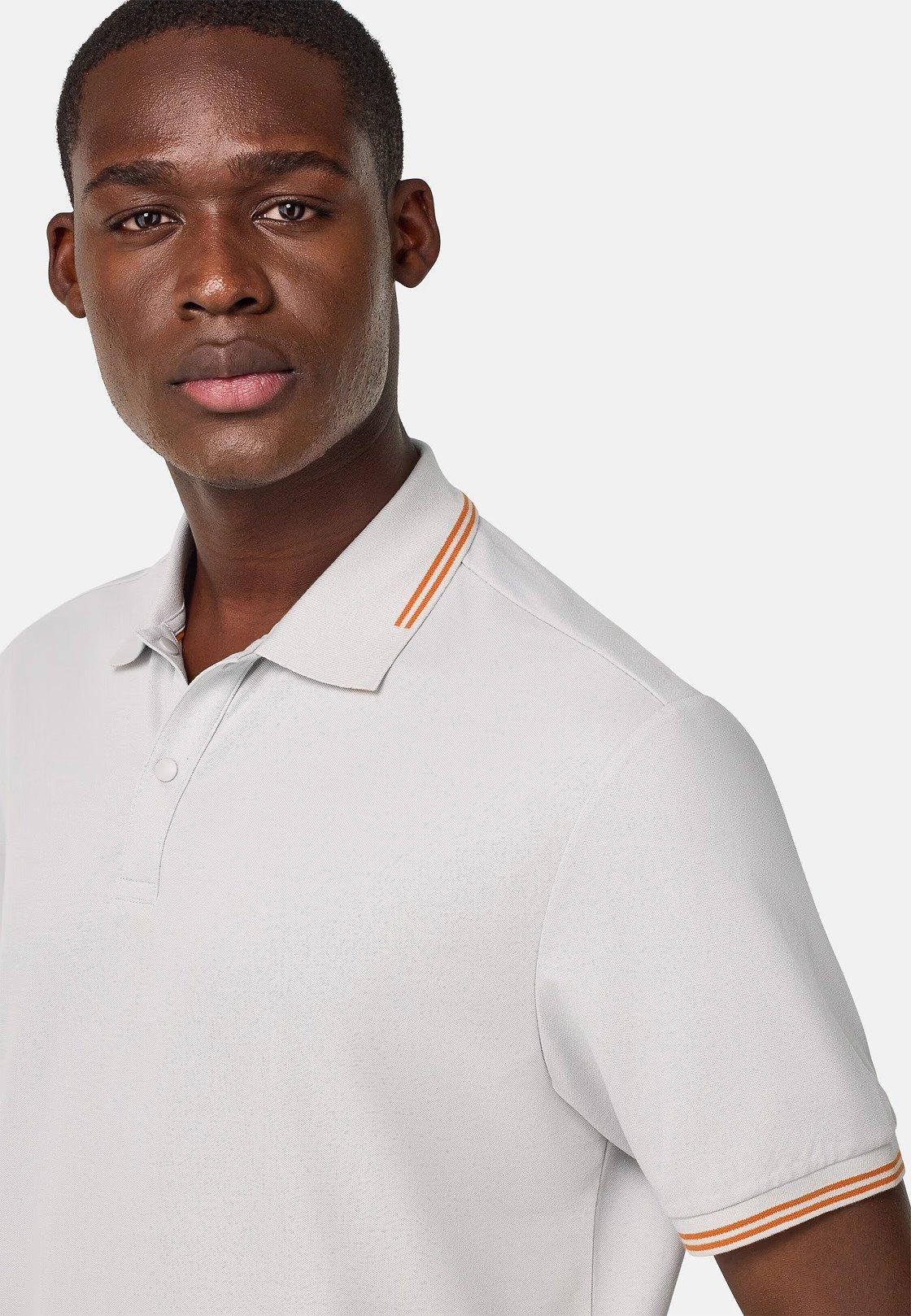 White Plain Cotton Pique Polo, Ice, large image number 3