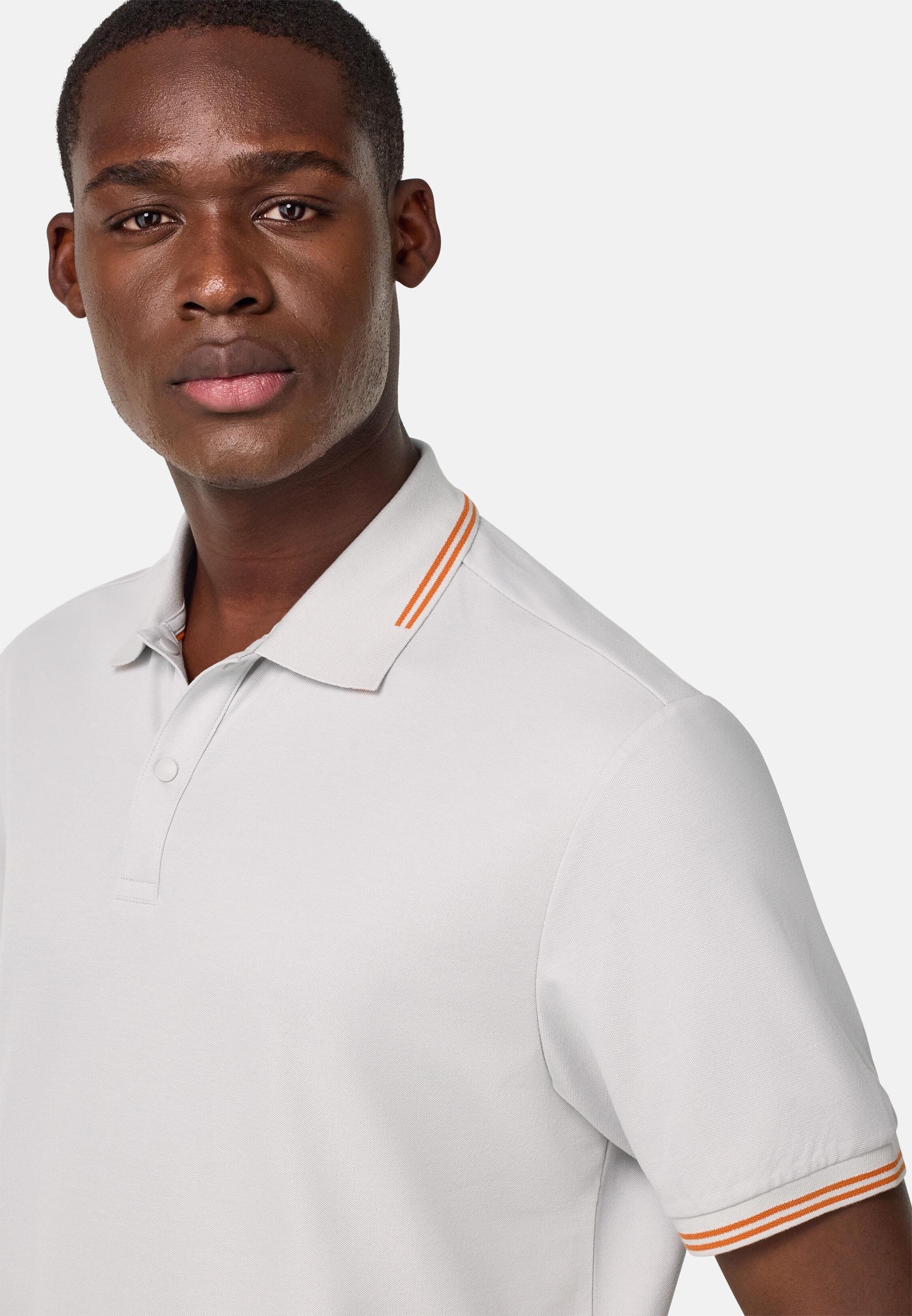 White Plain Cotton Pique Polo, Ice, large image number 5