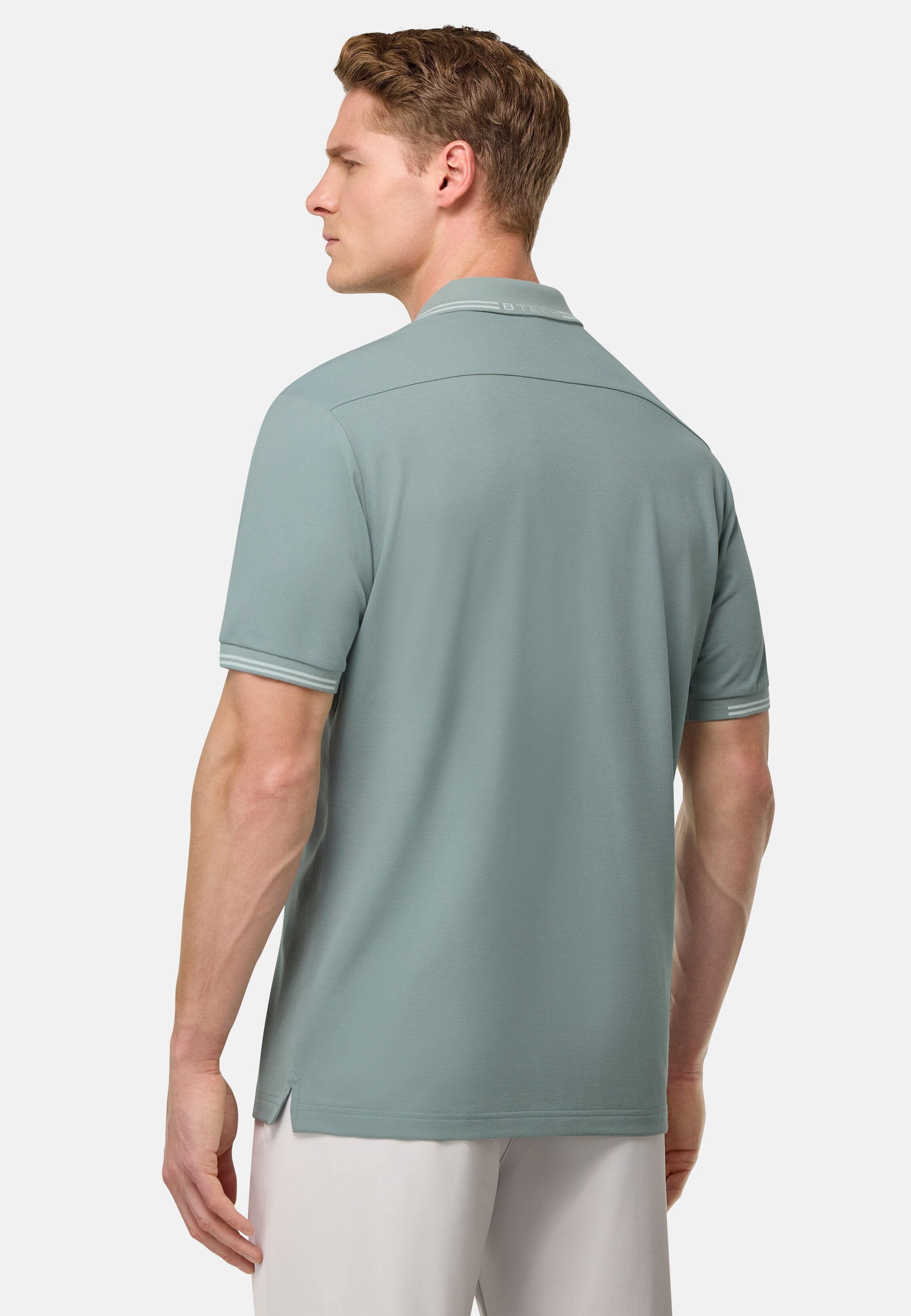 Green Plain Cotton Pique Polo, Light Green, medium