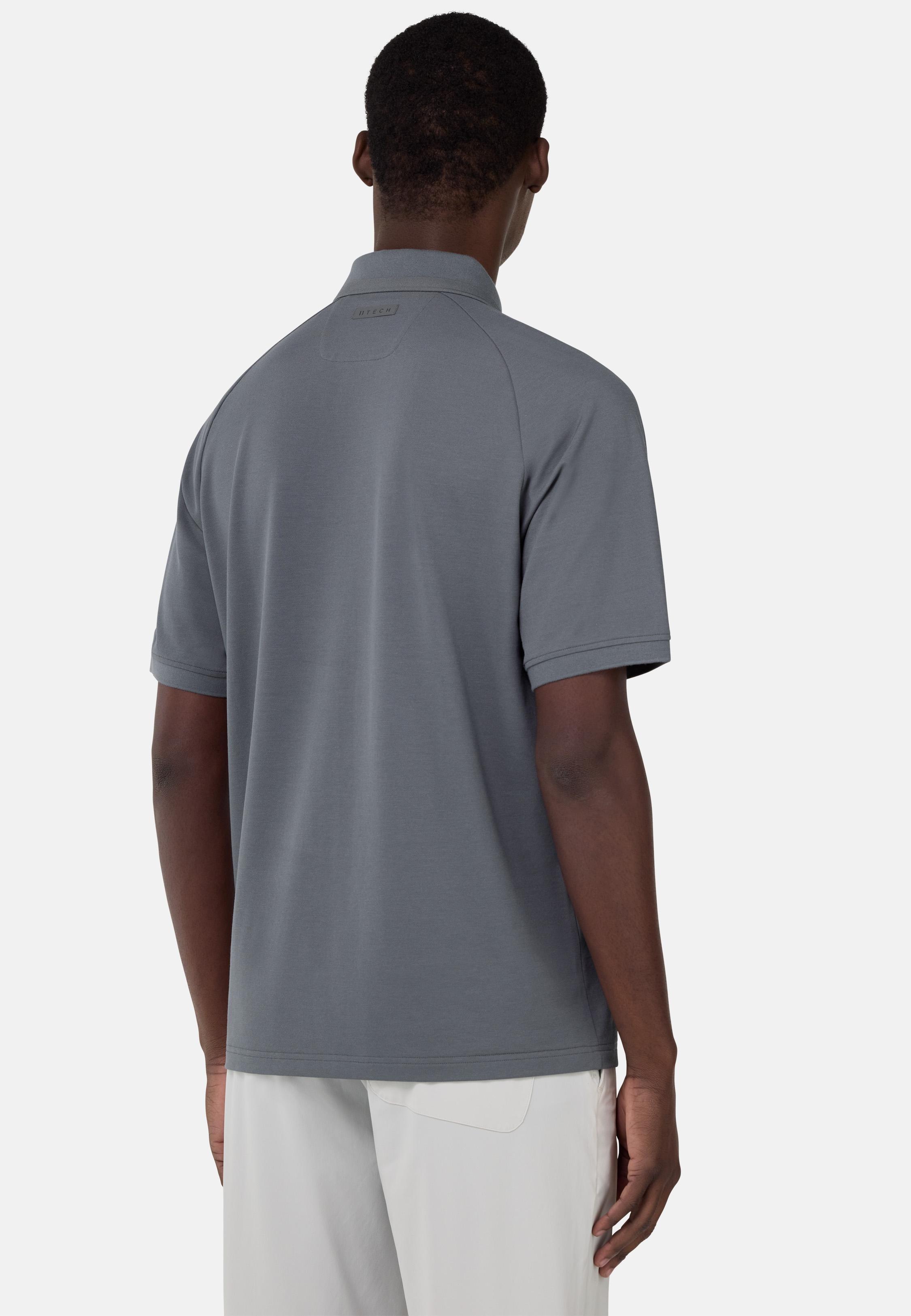 Grey Cotton Pique Polo, , large image number 3