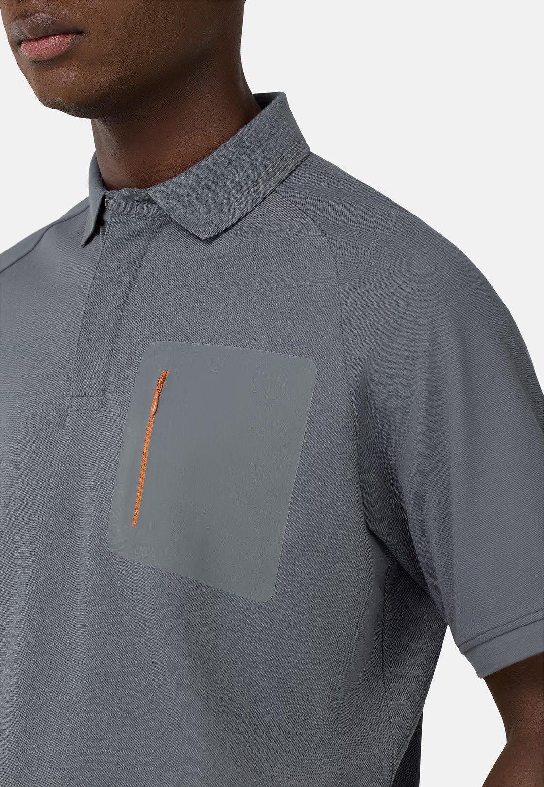 Grey Cotton Pique Polo, , large image number 4