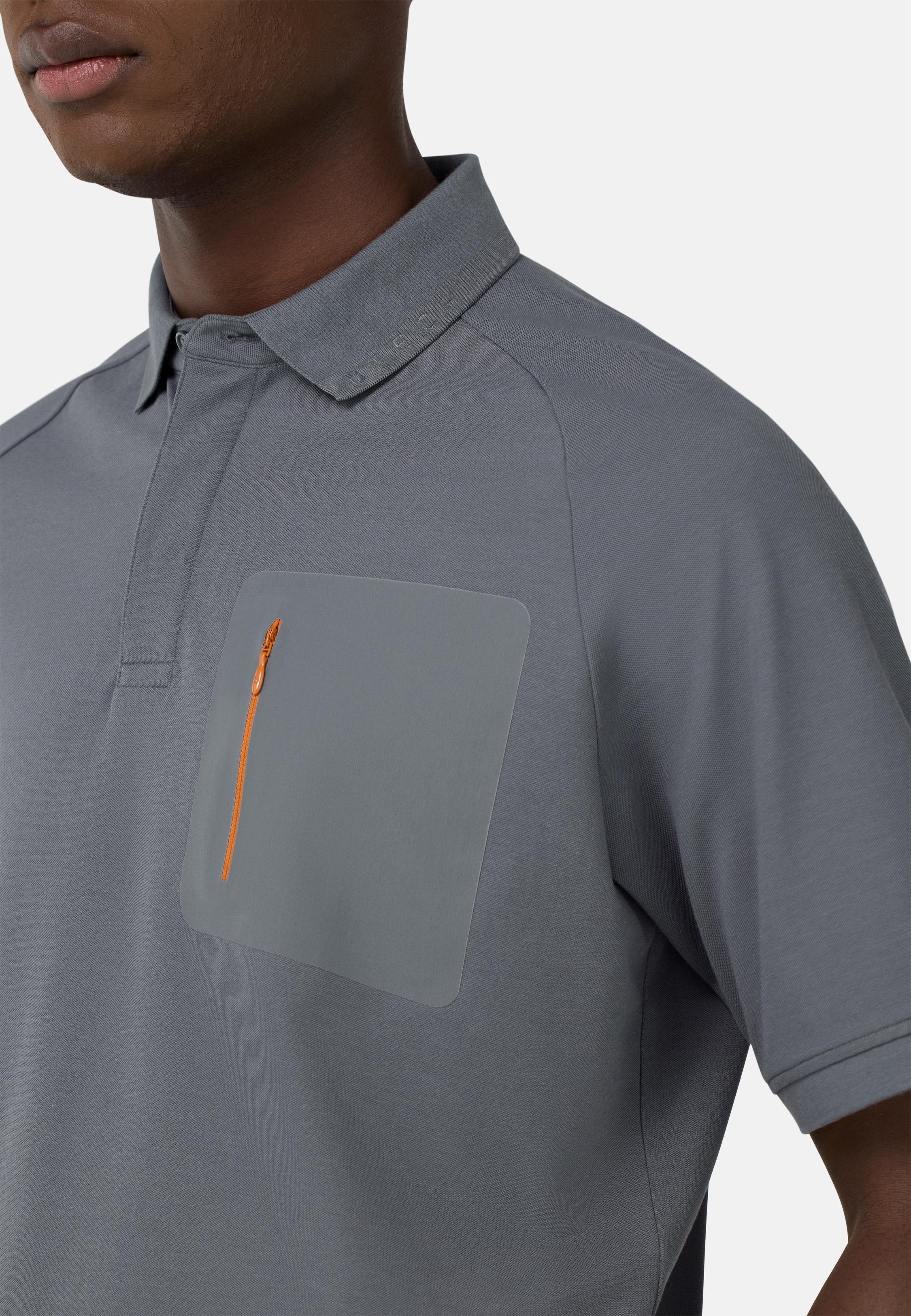 Grey Cotton Pique Polo, , large image number 5