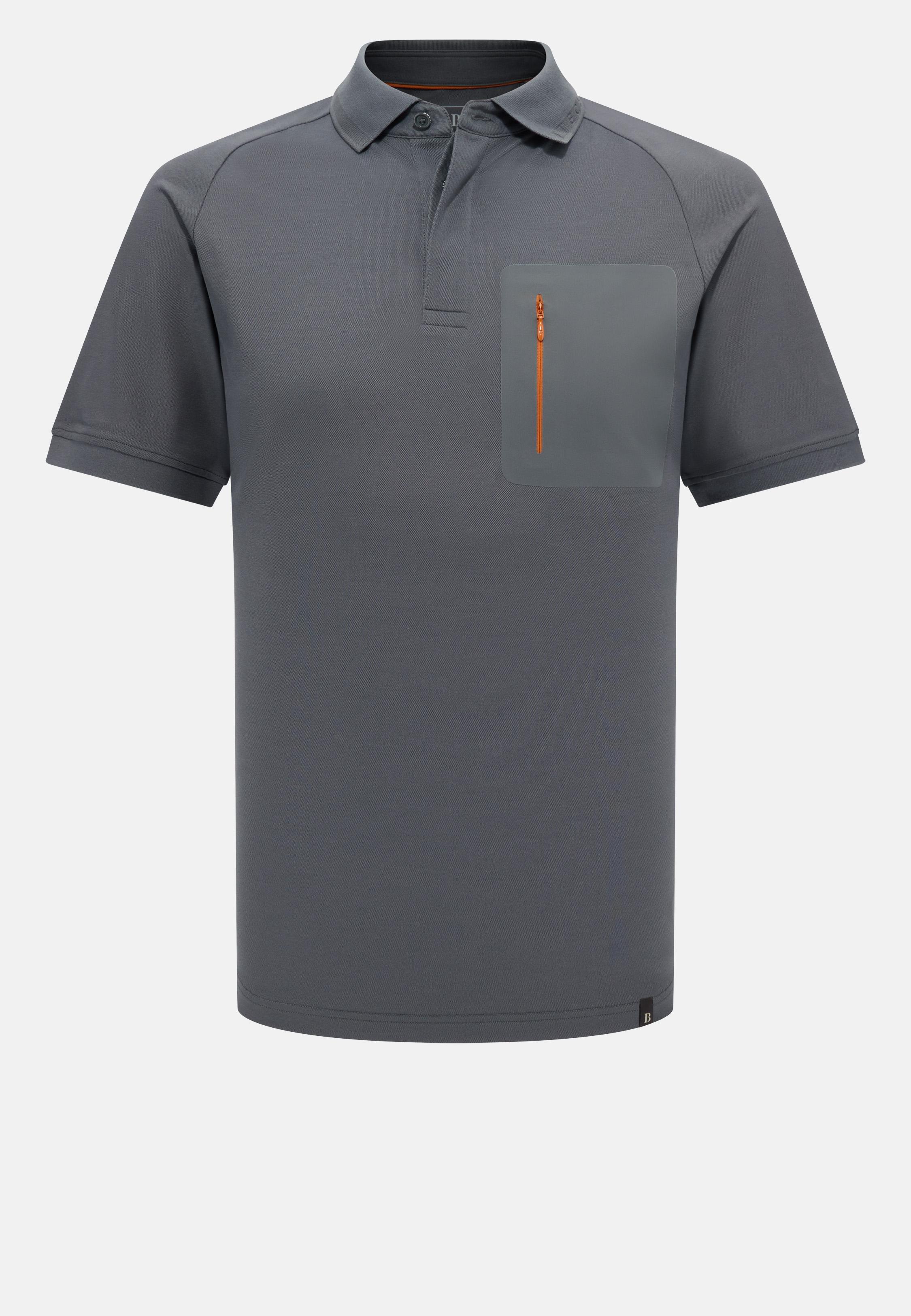 Grey Cotton Pique Polo, , large image number 6
